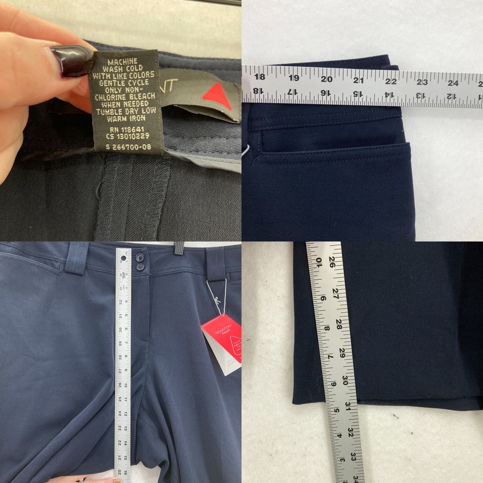 Vintage Lane Bryant Houston Trouser Women's Plus 30/32 Blue Stretch Curvy Fit Pants Flat Front Pockets Workwear Casual Chic Size 30" / US 8 / IT 44 - 8 Thumbnail