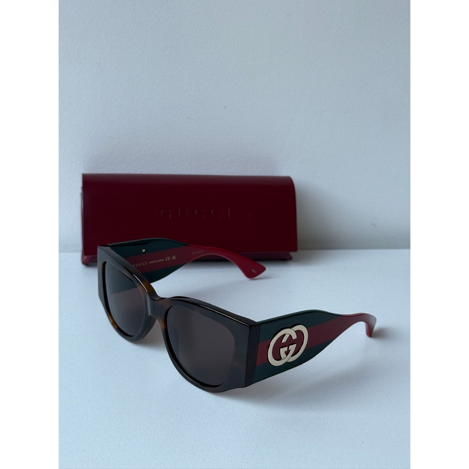 Gucci NEW Gucci GG2115S Havana Thick Leg Striped Sunglasses $480 Size ONE SIZE - 4 Thumbnail