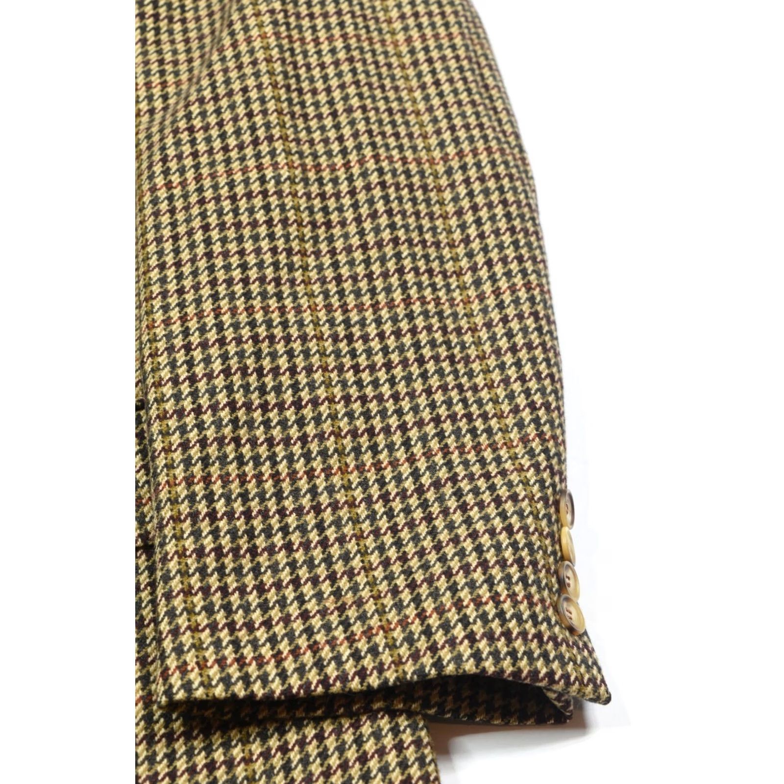 Faconnable Façonnable Blazer Mens L Long Brown Check Wool Cashmere 3-Button Plaid Notch Lapel Double-Vented Single-Breasted Jacket/Coat Size 42R - 5 Thumbnail