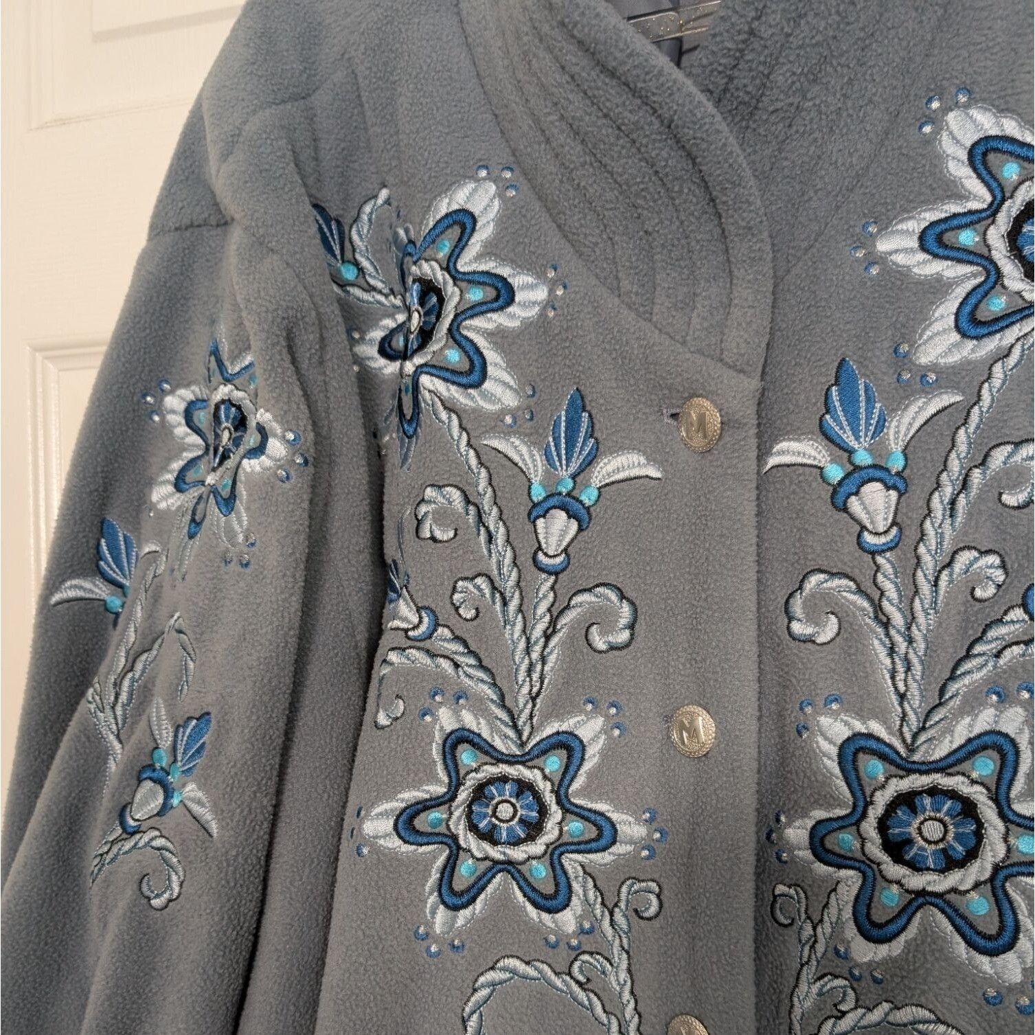 Bob Mackie Bob Mackie Embroidered Jacket Womens Size 3X Blue Floral Size 3XL / US 20-22 - 3 Thumbnail