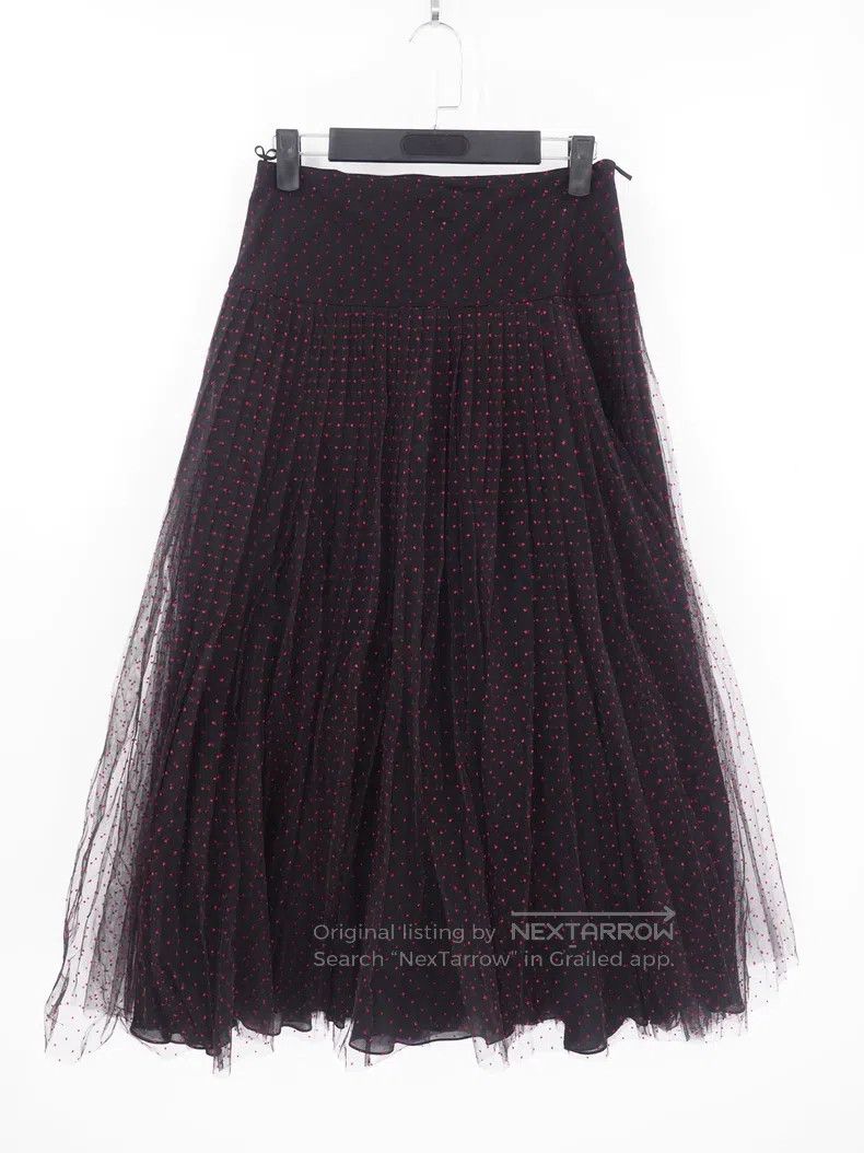 Dior Dior Black and red polka dot half skirt in tulle Size 37" - 1 Thumbnail
