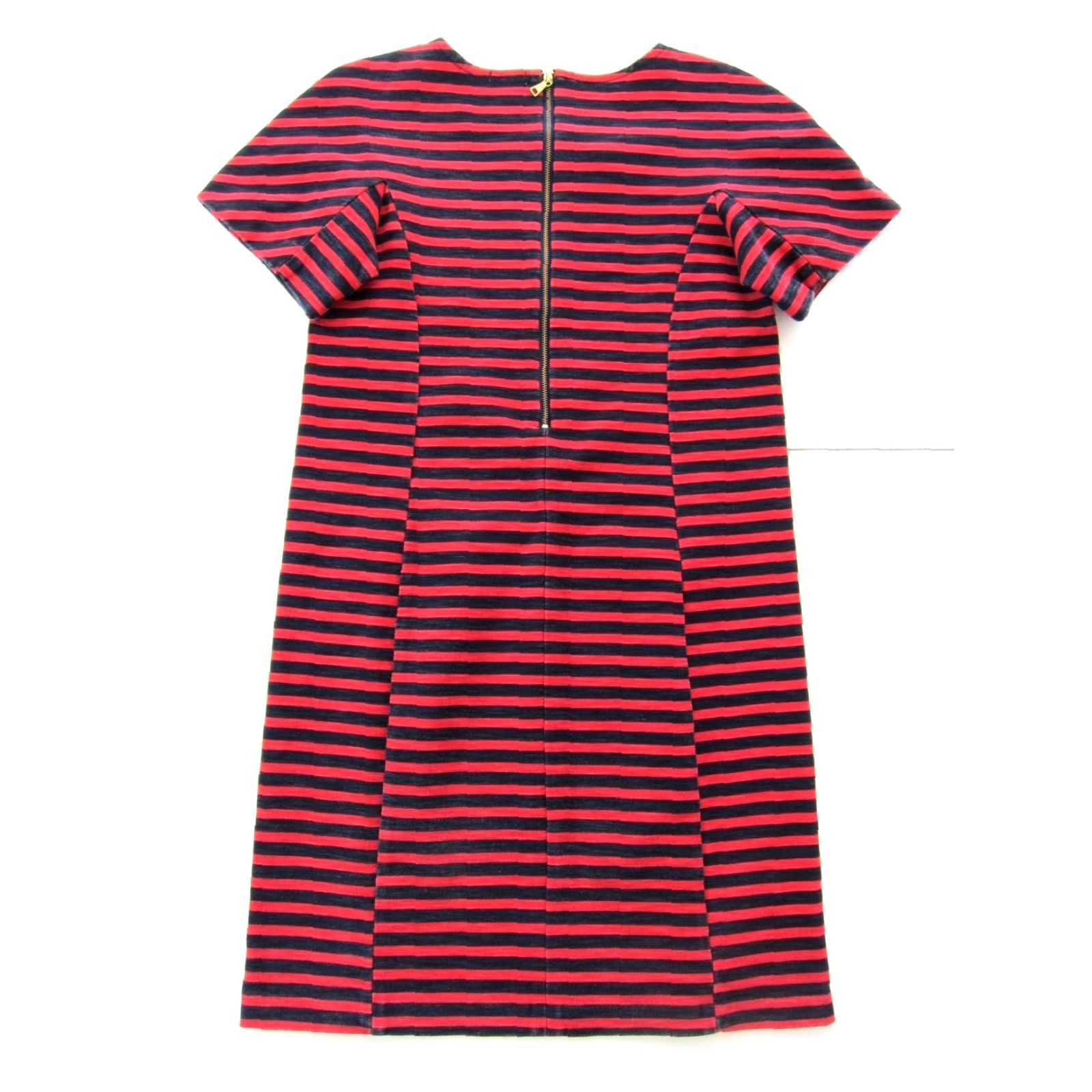 J.Crew VINTAGE J.Crew Red Stripe Short Sleeve Cotton Stretch Sheath Shift Shirt Dress XS Size XS / US 0-2 / IT 36-38 - 2 Thumbnail