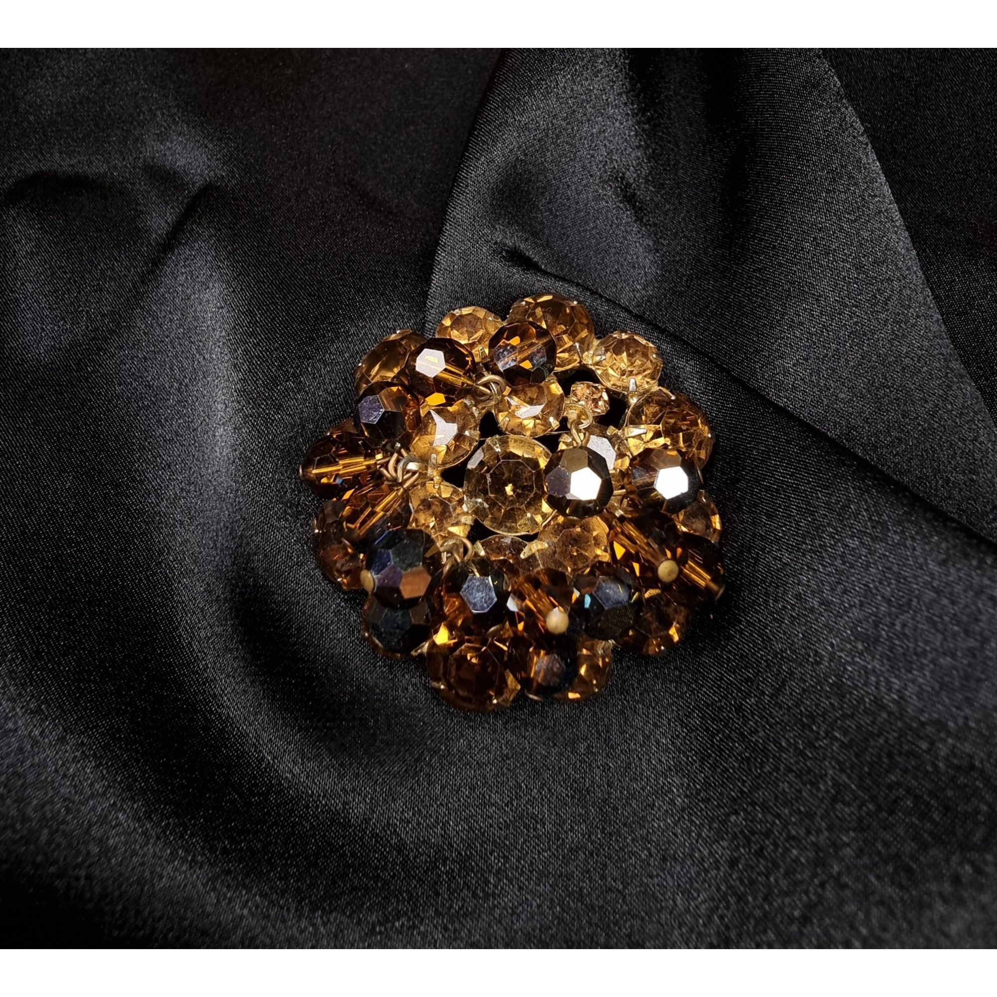 Vintage D&E Juliana Amber Rhinestone Cluster Brooch Pin