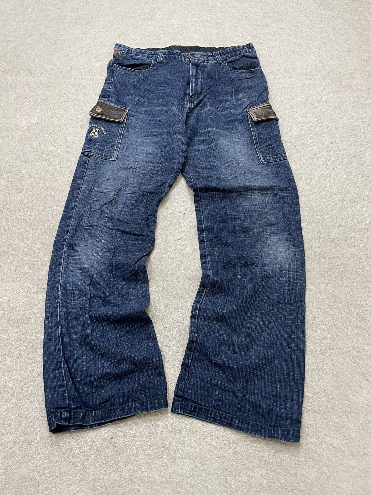 Japanese Brand 2000s Drug Japan Cargo Denim Washed Distressed Y2K Size US 32 / EU 48 - 1 Thumbnail