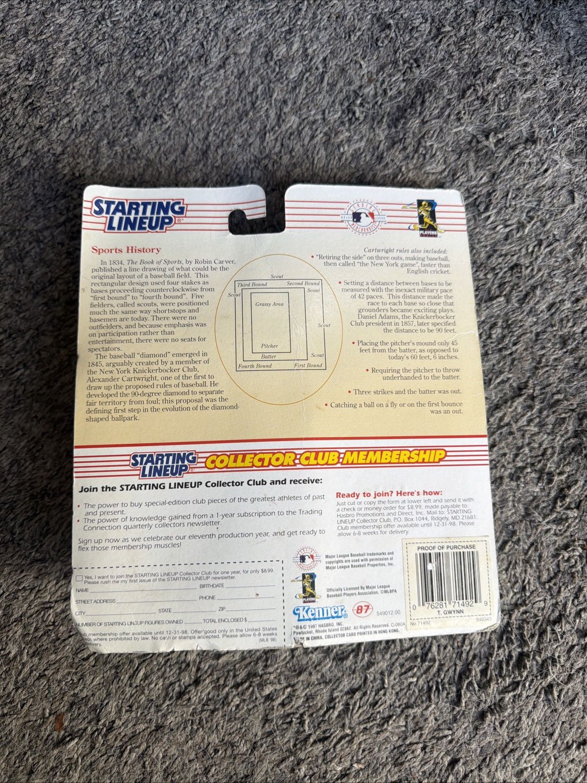 MLB 1997 Kenner MLB Starting Lineup Tony Gwynn Figure & Card Size ONE SIZE - 2 Thumbnail