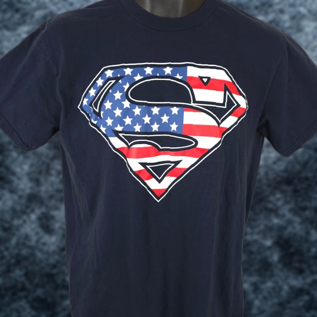 DC Comics Superman T Shirt Mens Medium Blue DC Comics American Flag Clark Kent Size US M / EU 48-50 / 2 - 1 Thumbnail