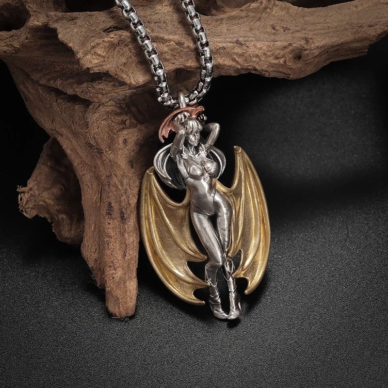 Vintage Gothic Golden Wings Angel Pendant Necklace Size ONE SIZE - 1 Thumbnail