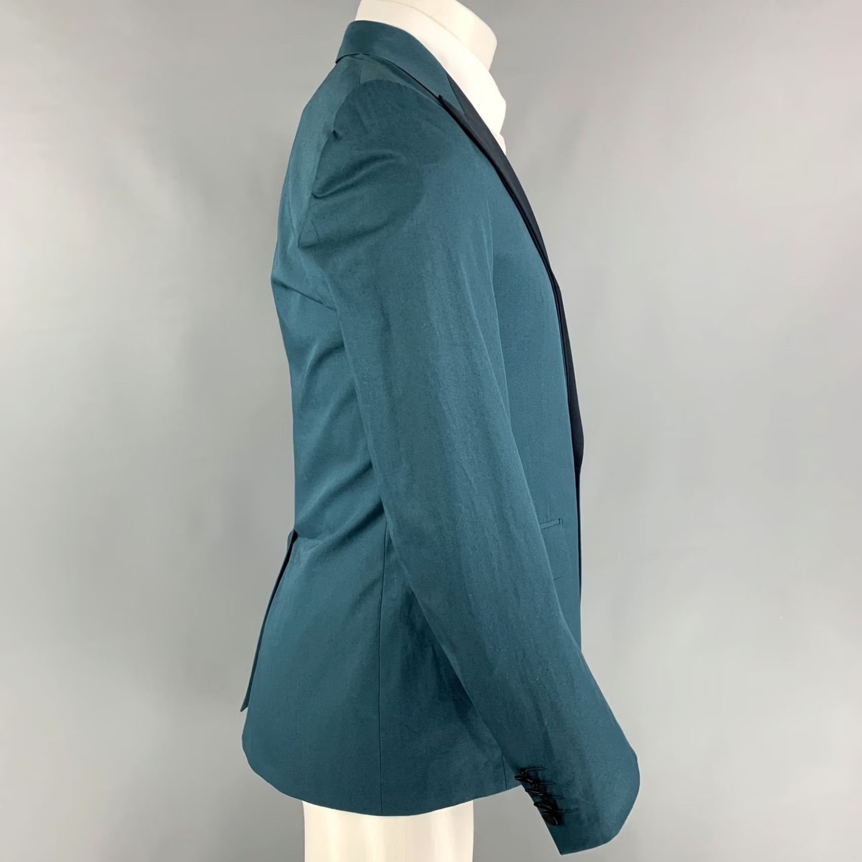 Lanvin LANVIN Sport Coat Size 36 Teal Black Tweed Cotton Peak Lapel Mens Size US XXS / EU 40 - 2 Thumbnail