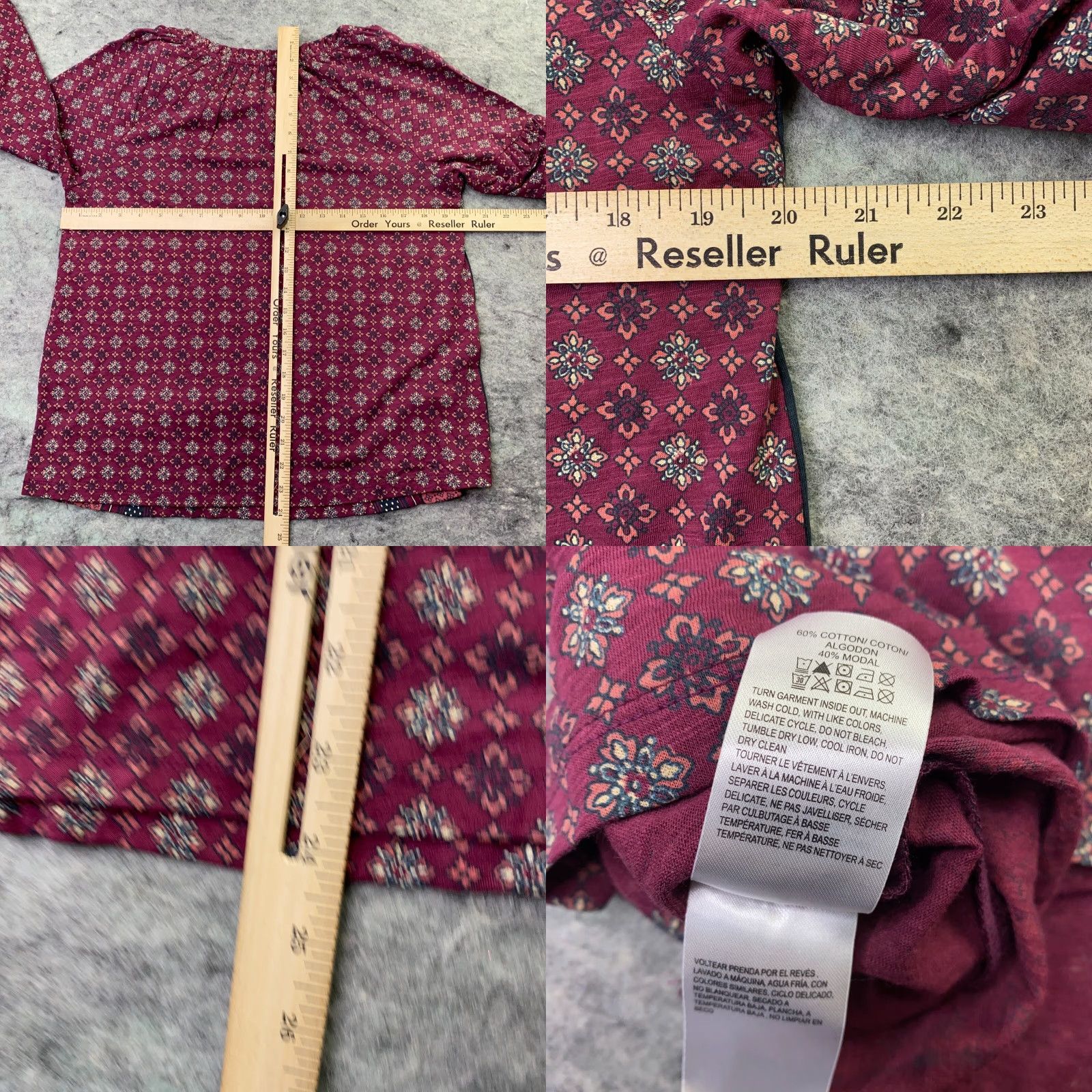 Lucky Brand Lucky Brand Women’s Shirt Top Small Maroon Tunic Boho Round Neck Keyhole Flowy Blouse Sock? Size S / US 4 / IT 40 - 9 Thumbnail