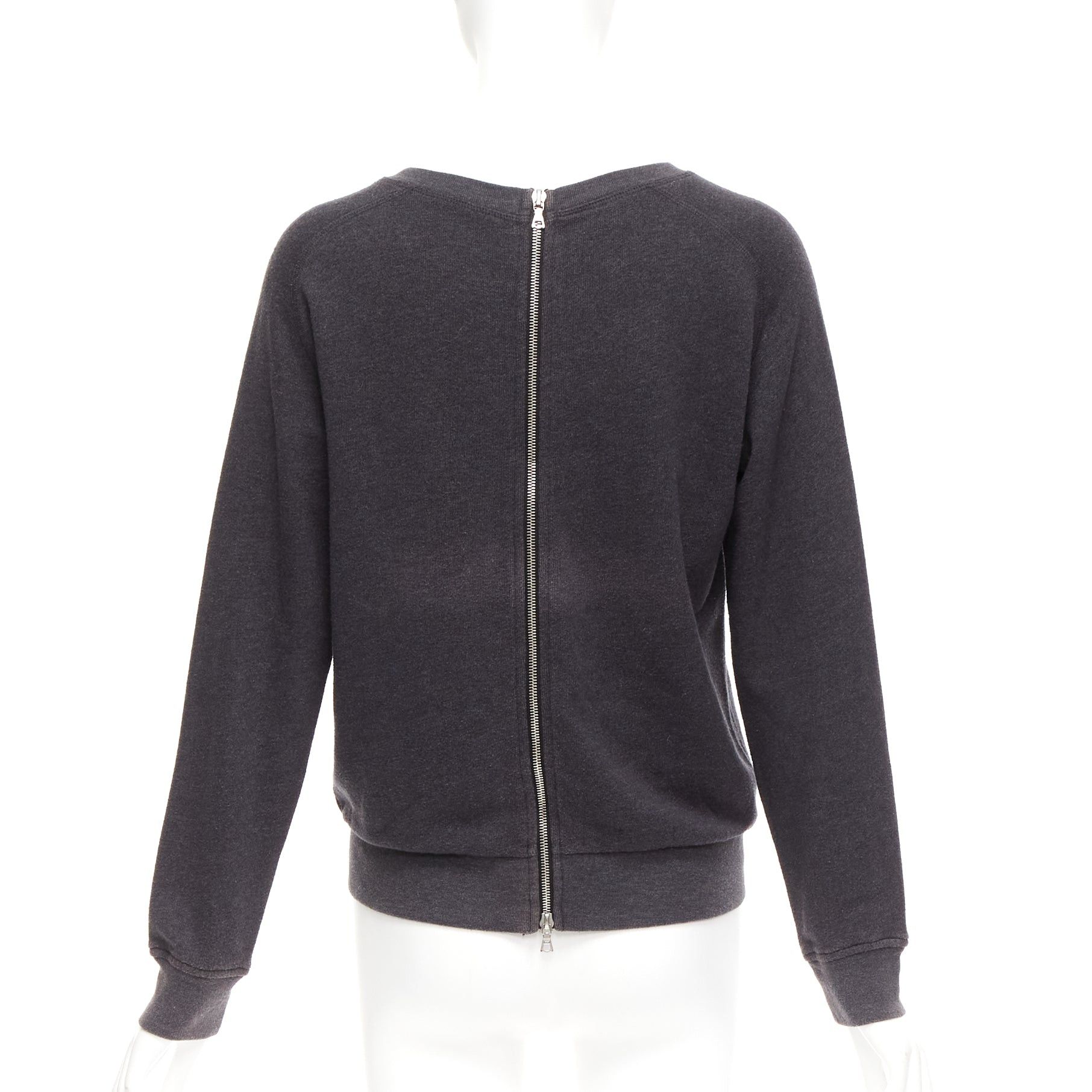 Dries Van Noten DRIES VAN NOTEN grey cotton blend silver zip back pullover sweater S Size M / US 6-8 / IT 42-44 - 1 Thumbnail