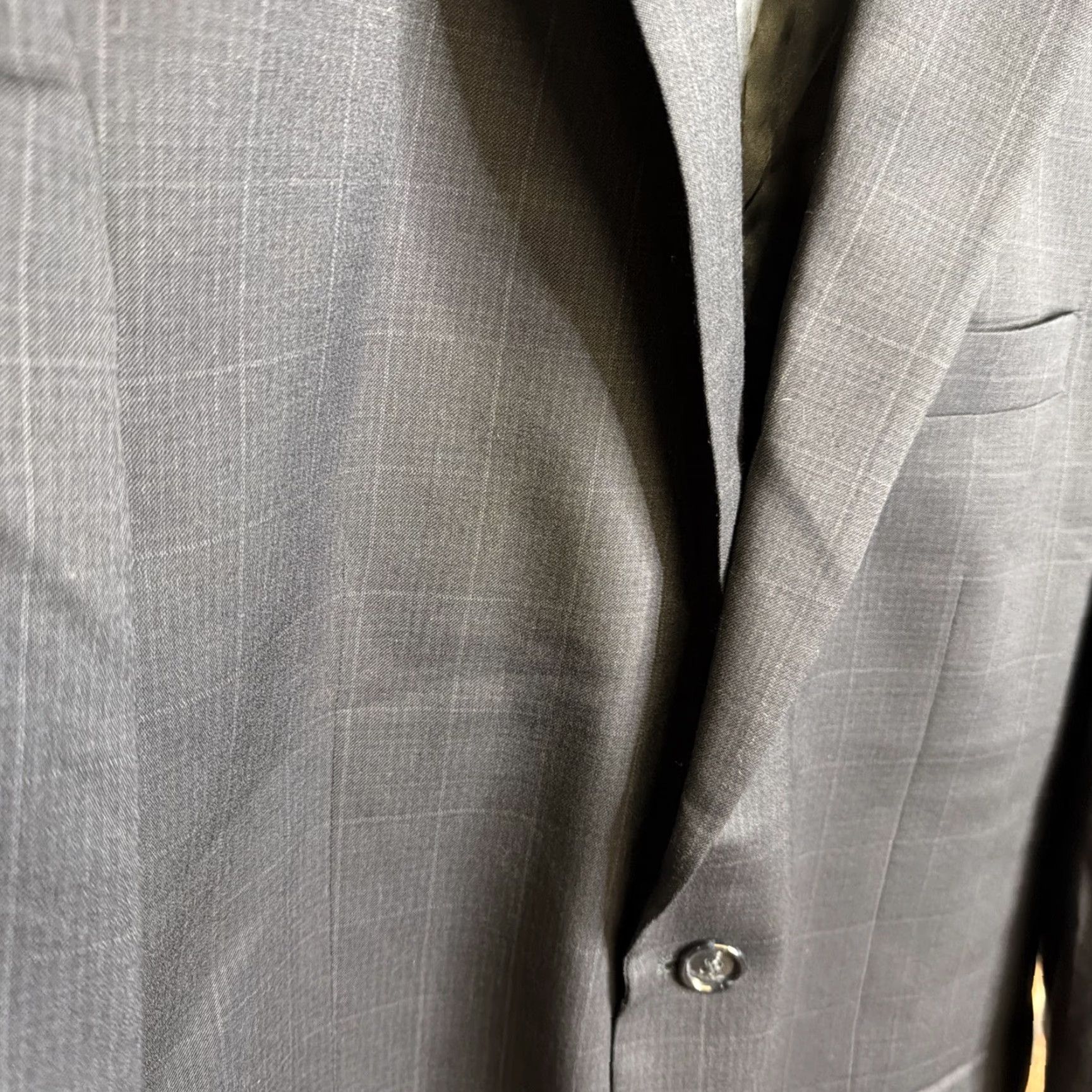 Jos. A. Bank Jos A Bank 41R Wool 2PC Suit Blazer Men Pants 35x32 Navy Blue Windowpane Wool 2 Piece Suit Men Size 42R - 2 Thumbnail