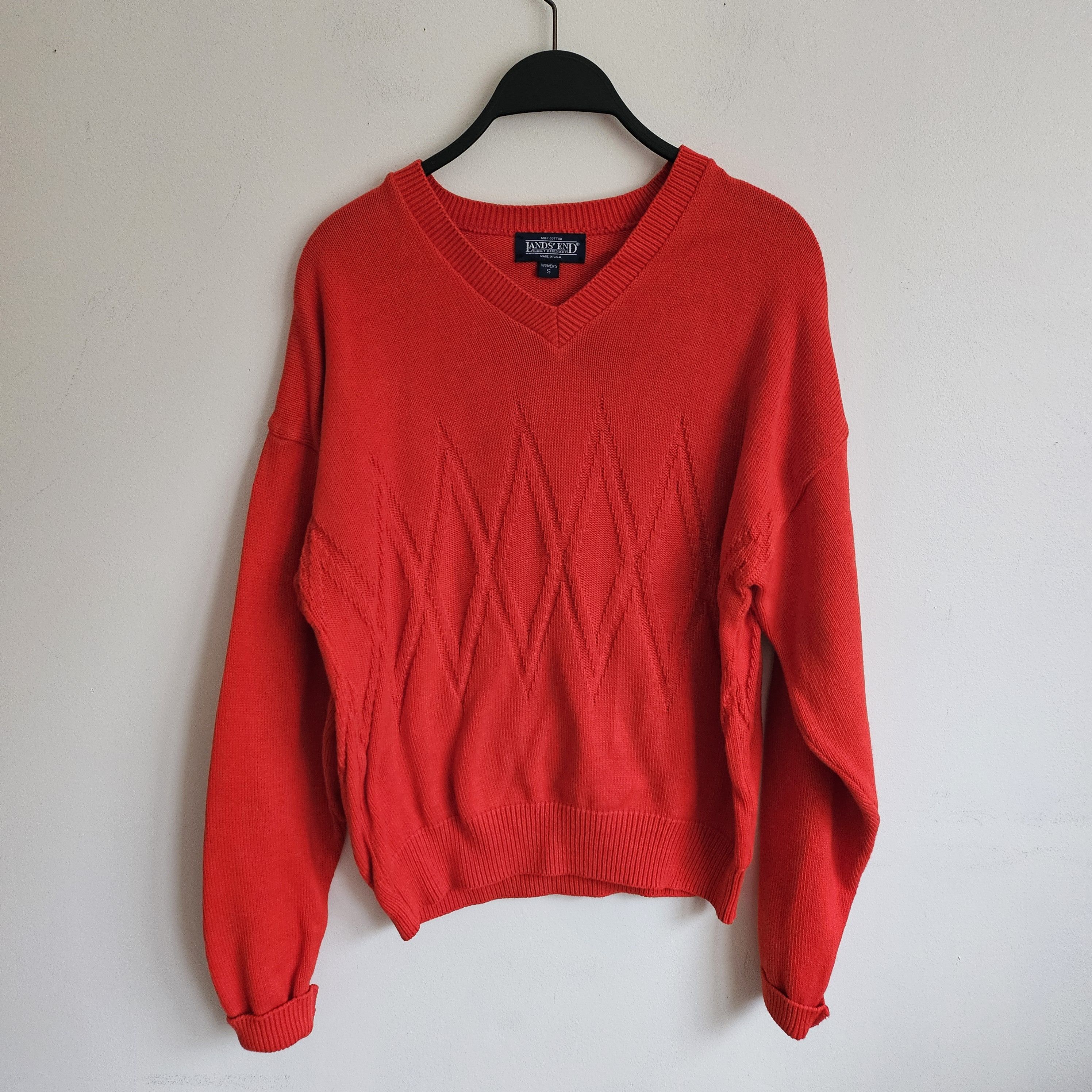 Lands' End × Vintage Vintage 80s 90s Land's End V Neck Sweater Made in USA Size S / US 4 / IT 40 - 2 Thumbnail
