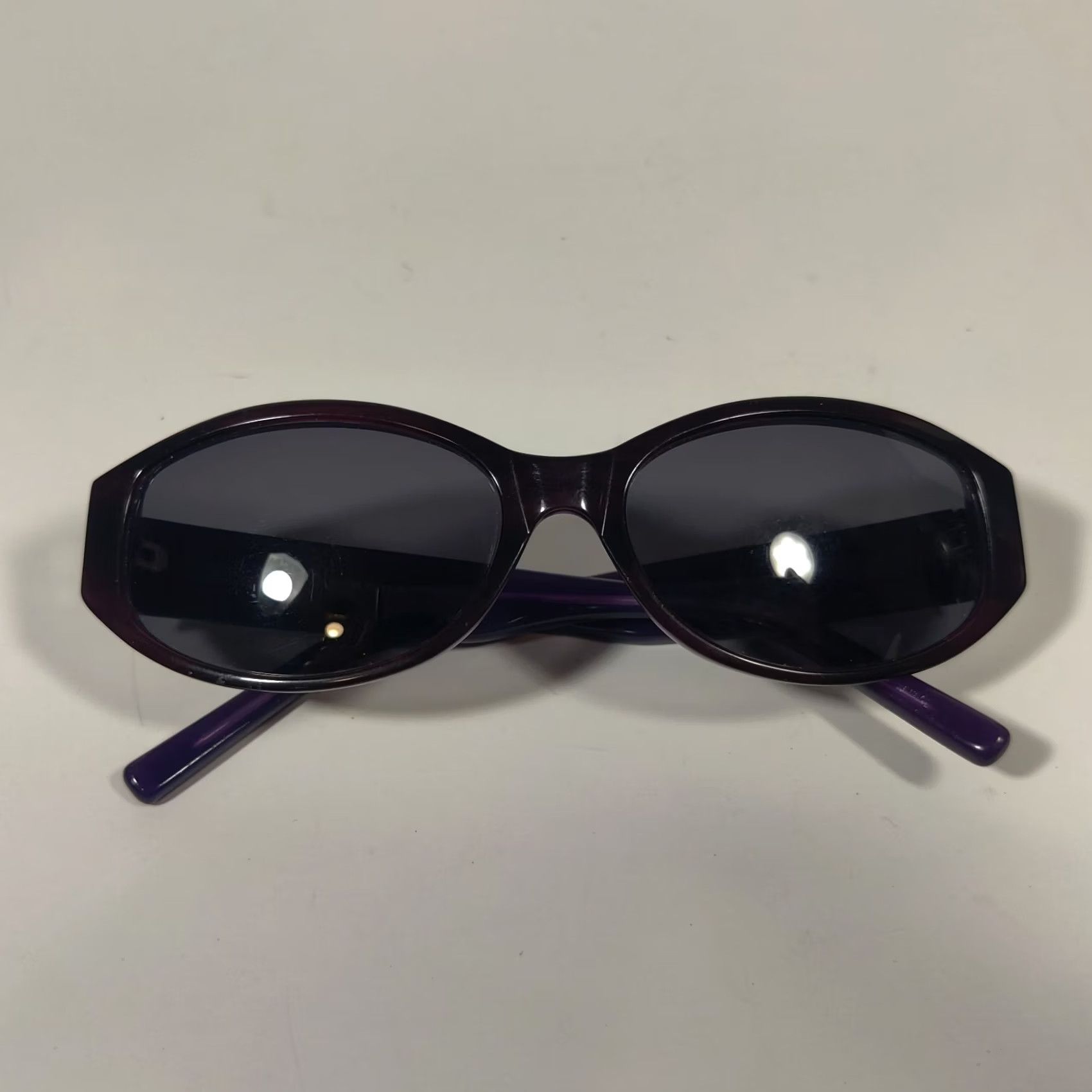 Vintage MODA Italy Sunglasses Oval Purple Black Unisex Adult 5-16-135 Plastic Lens Black Vintage Size ONE SIZE - 5 Thumbnail