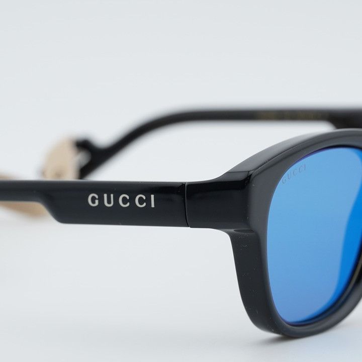 Gucci Gucci GG1238S 002 Sunglasses Black Square Frame, Blue Lenses Size ONE SIZE - 10 Thumbnail