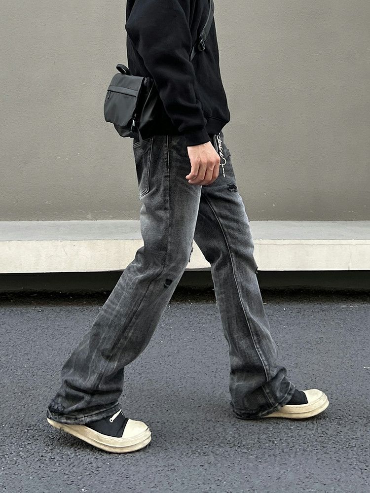 Jean × Vintage punk grunge damaged washed flared jeans Size US 34 / EU 50 - 3 Thumbnail