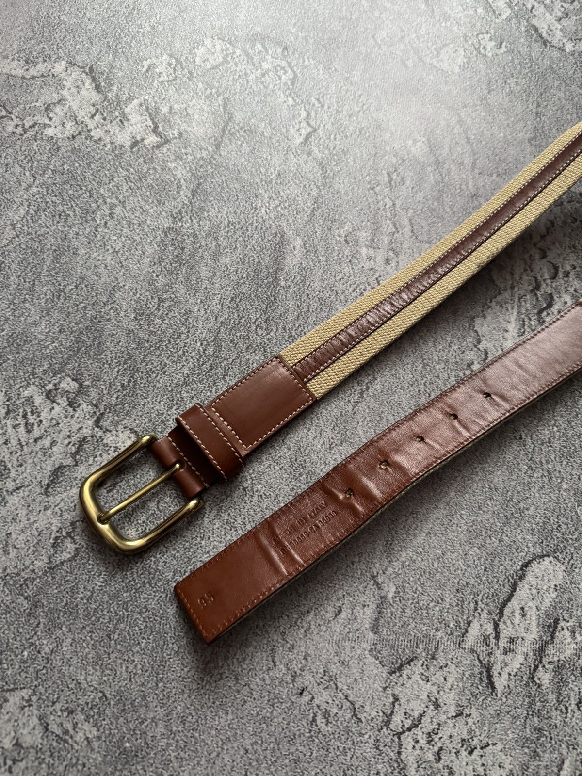 Designer × Paul & Shark × Vintage Paul & Shark 104cm belt casual leather brown / beige Size ONE SIZE - 15 Thumbnail