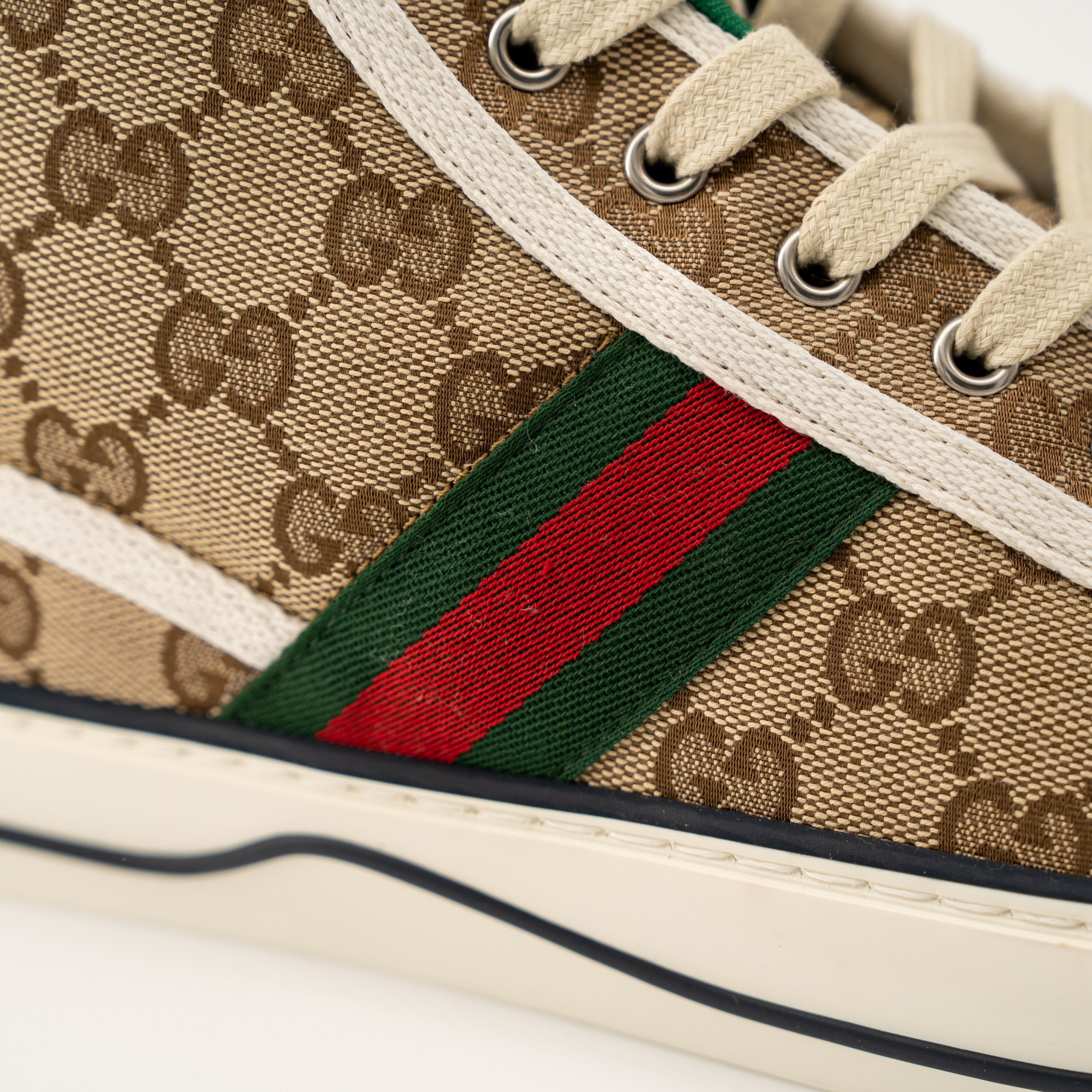 Gucci 13G 13.5 US Gucci GG Canvas Tennis 1977 Beige Hight Top Size US 14 / EU 47 - 8 Thumbnail