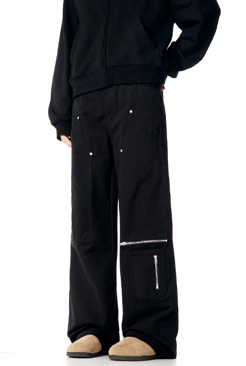 Japanese Brand × Jean American style zippered straight-leg loose black jeans Size US 32 / EU 48 - 4 Thumbnail