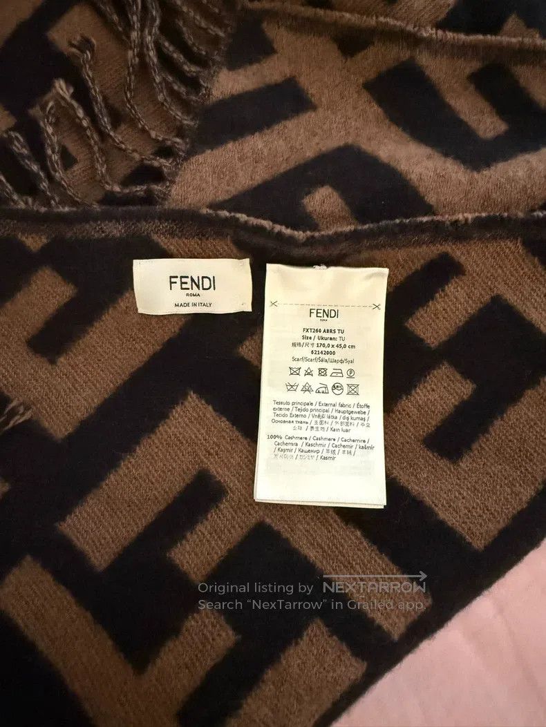 Fendi size 170*45 cm Brown and black FF floral cashmere sca