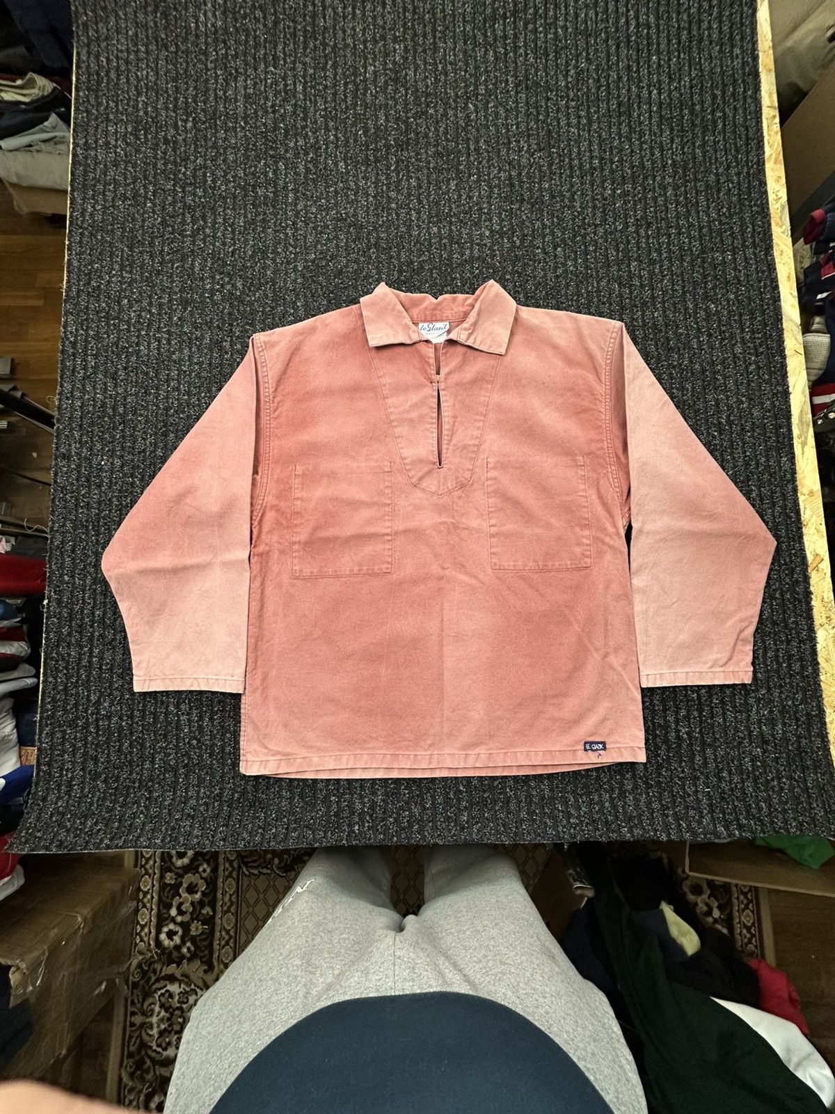 Vintage 1980s French Le Glazik Fisherman Cotton Smock Fade