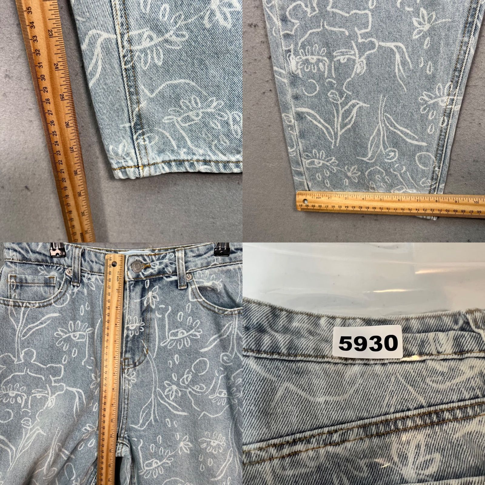 Nordstrom Nordstrom By Cristina Martinez Floral Print High-Waisted Light Wash Denim Jeans Womens 10 Blue Straight Cotton Rise High Inseam 29 Pants Size 32" / US 10 / IT 46 - 8 Thumbnail