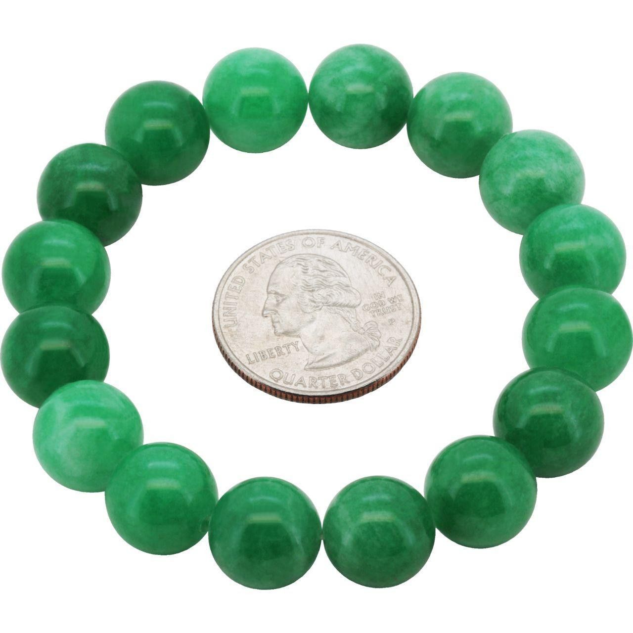 Other 12mm Jade Gemstone Beaded Stretch Bracelet 7.5" Size ONE SIZE - 1 Preview