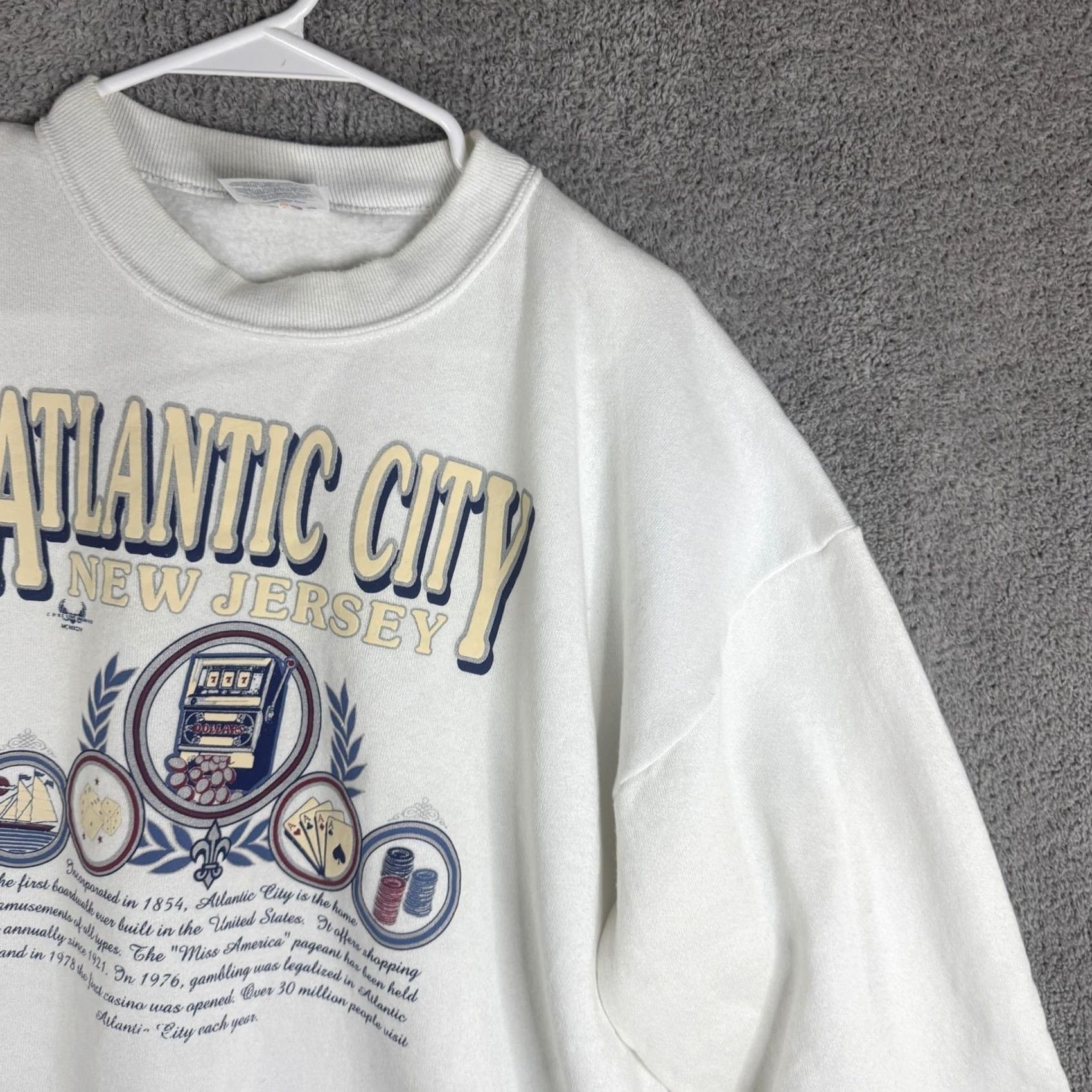 Jerzees VINTAGE Jerzees Sweatshirt Mens XL White Atlantic City New Jersey USA 90s Size US XL / EU 56 / 4 - 4 Thumbnail