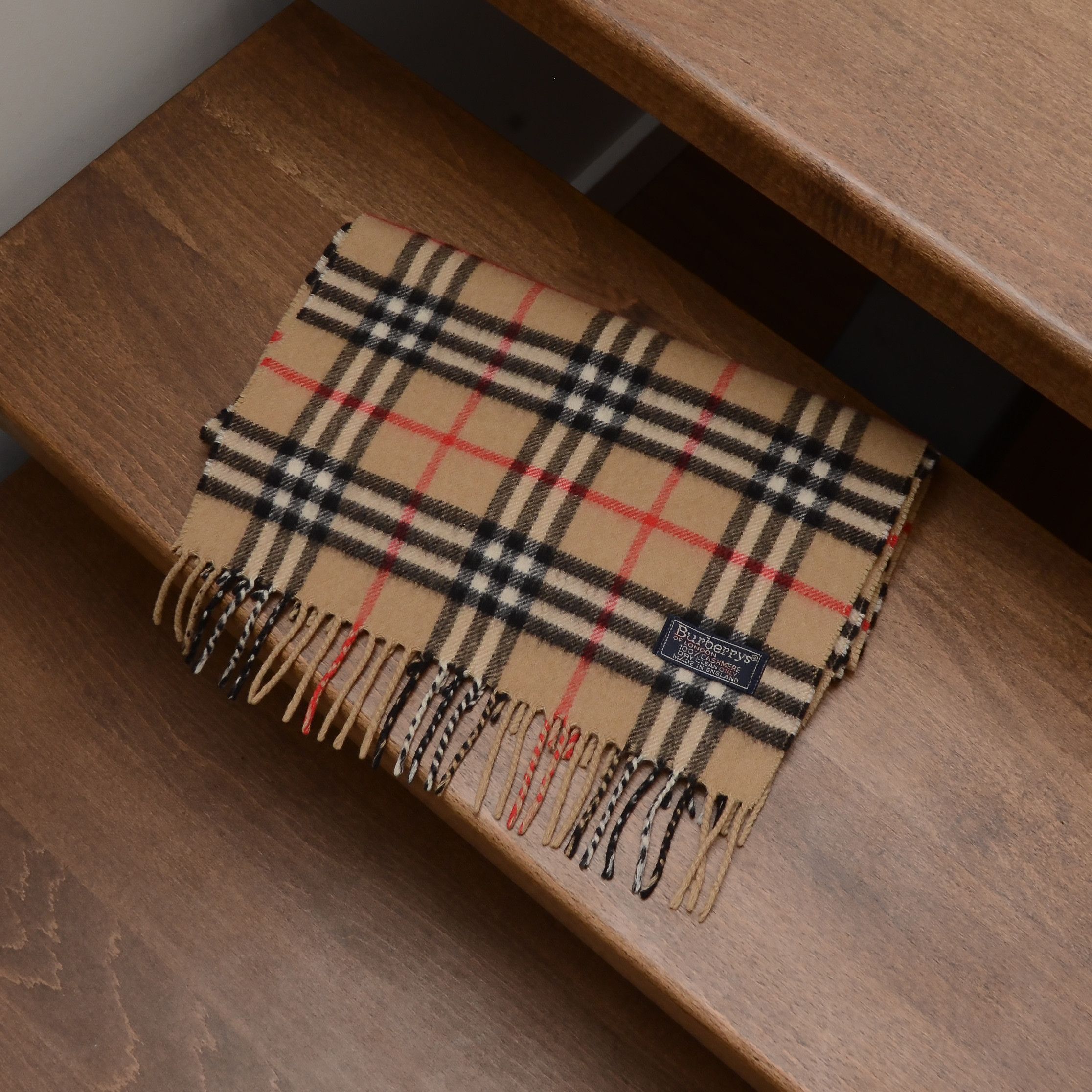 Burberrys Scarf 100% Cashmere Nova Check Classic Plaid