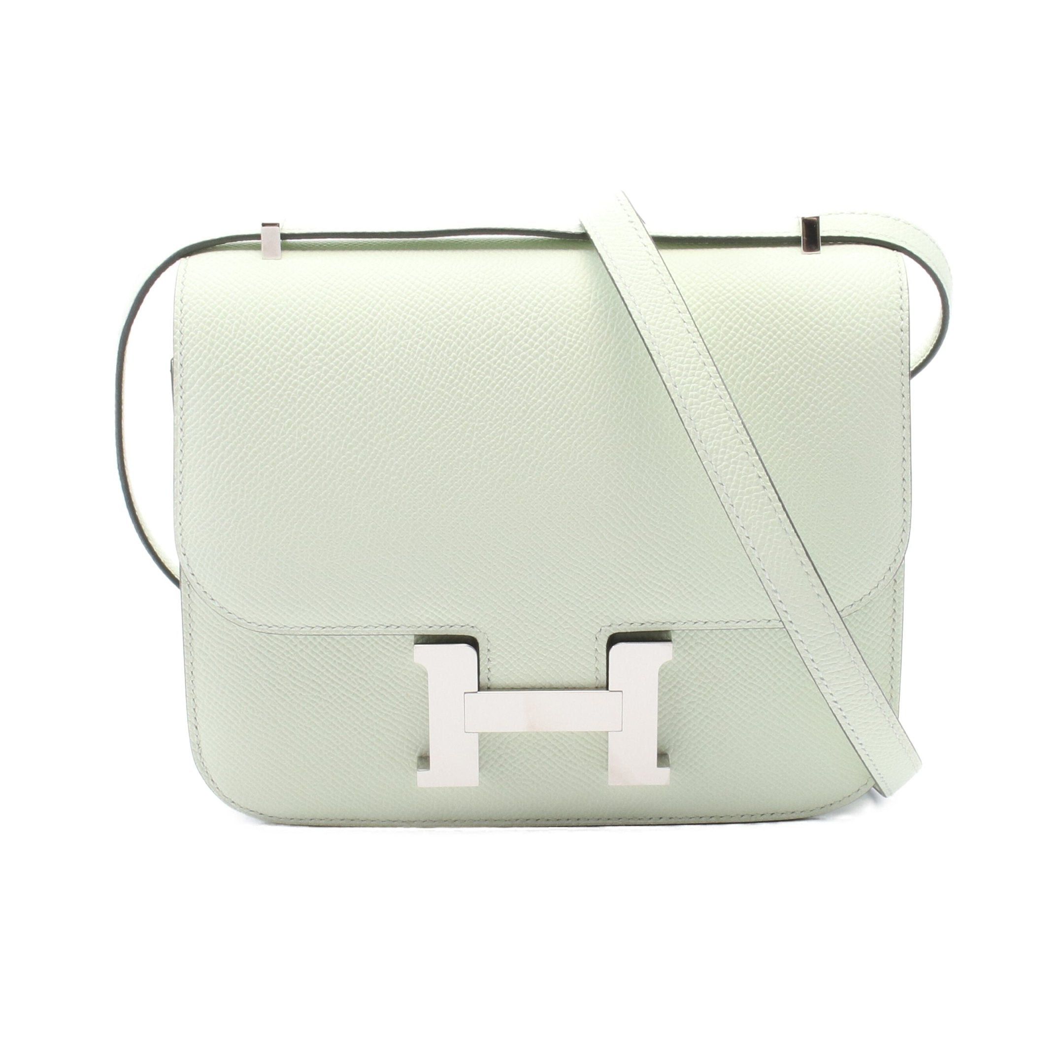 Hermes Constance 3 Mini Miroir Vert Fizz Shoulder Bag Veau Epsom Light Green Silver Hardware U Stamp, Women's