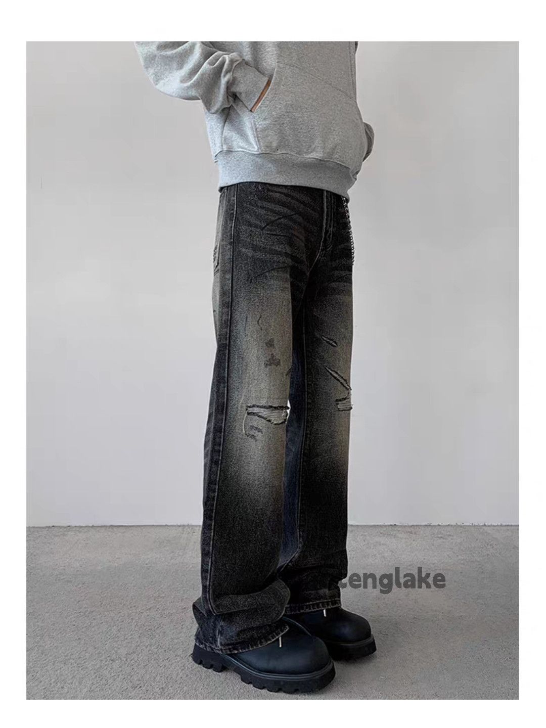 Jean ltx vintage washed faded punk grunge ripped damaged jeans Size US 30 / EU 46 - 1 Thumbnail