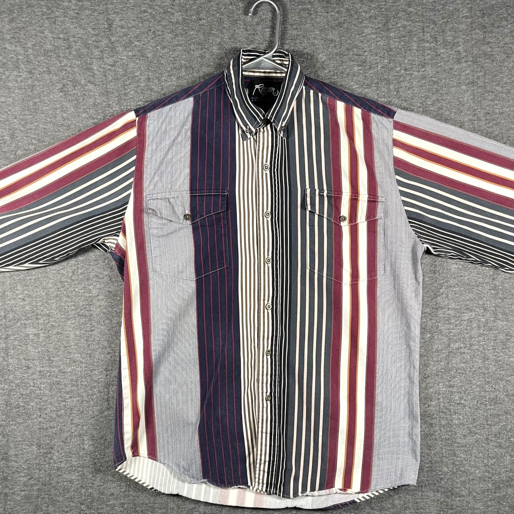 Roper VTG Roper Shirt Mens XL Button-Down Western Striped Casual Button-Up Rodeo Blue Multicolor Pocketed Long Sleeve Size US XL / EU 56 / 4 - 4 Thumbnail