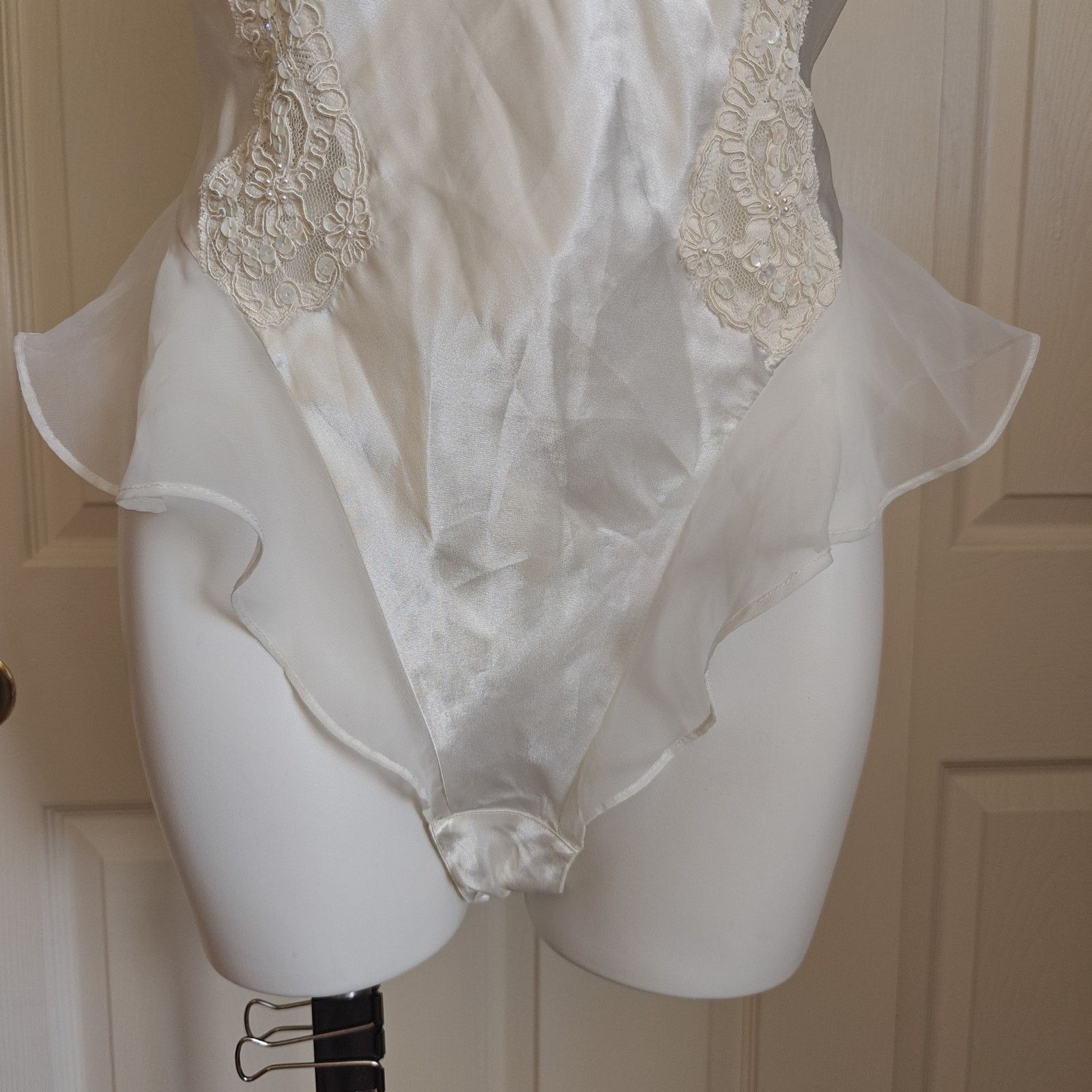 Victoria's Secret Vintage 90s embellished lace chiffon teddy sz M Size ONE SIZE - 3 Thumbnail