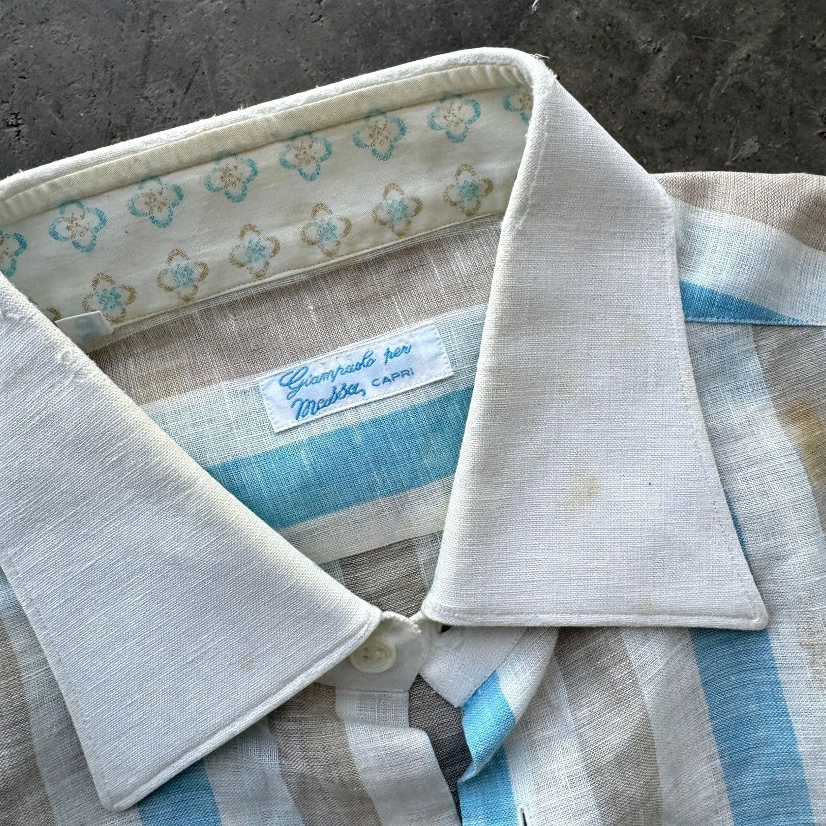Vintage VINTAGE Giampaolo Capri Italy Lino 100% Linen Striped Blue Button Down L Shirt Men Size US L / EU 52-54 / 3 - 3 Thumbnail