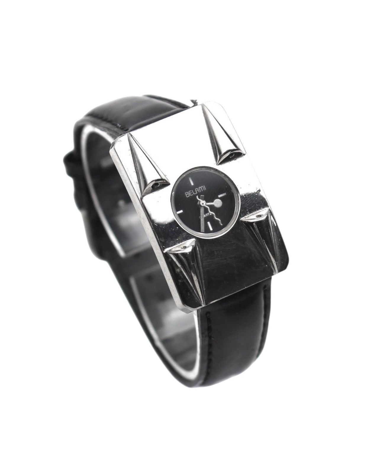 If Six Was Nine 1990S BELAMI PYRAMID STUDS SILVER-TONE LEATHER WATCH Size ONE SIZE - 2 Thumbnail