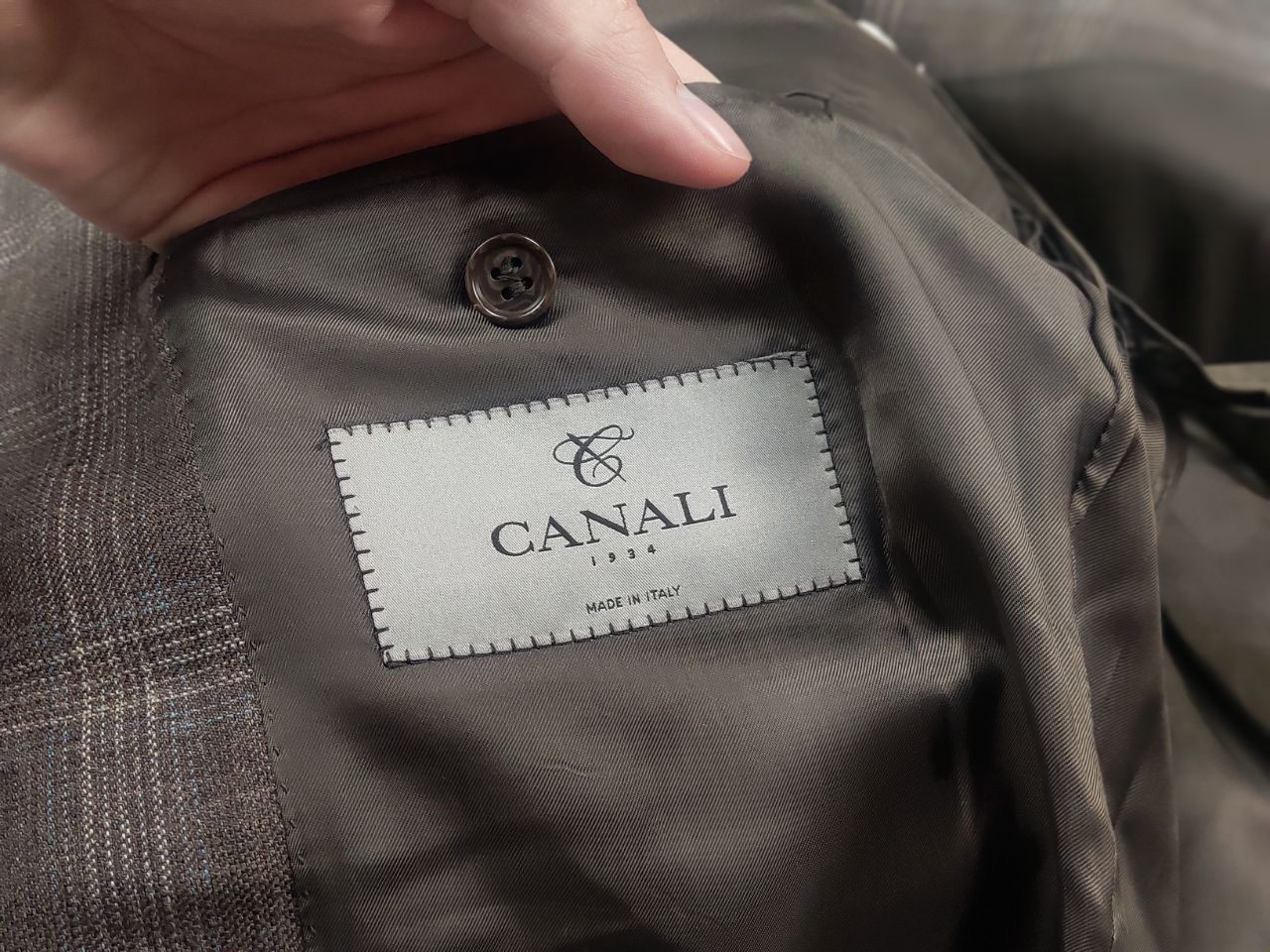 Canali Canali Italy 13290 Linen Blend Check Classic Blazer Jacket Size US L / EU 52-54 / 3 - 14 Thumbnail
