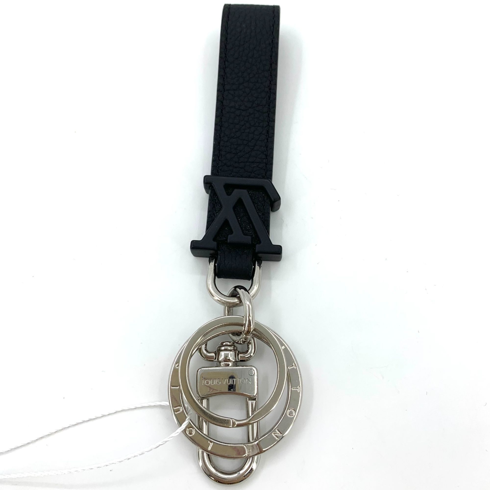 Louis Vuitton X9199 Louis Vuitton Black Leather Keychain With Silver-Tone Size ONE SIZE - 2 Thumbnail