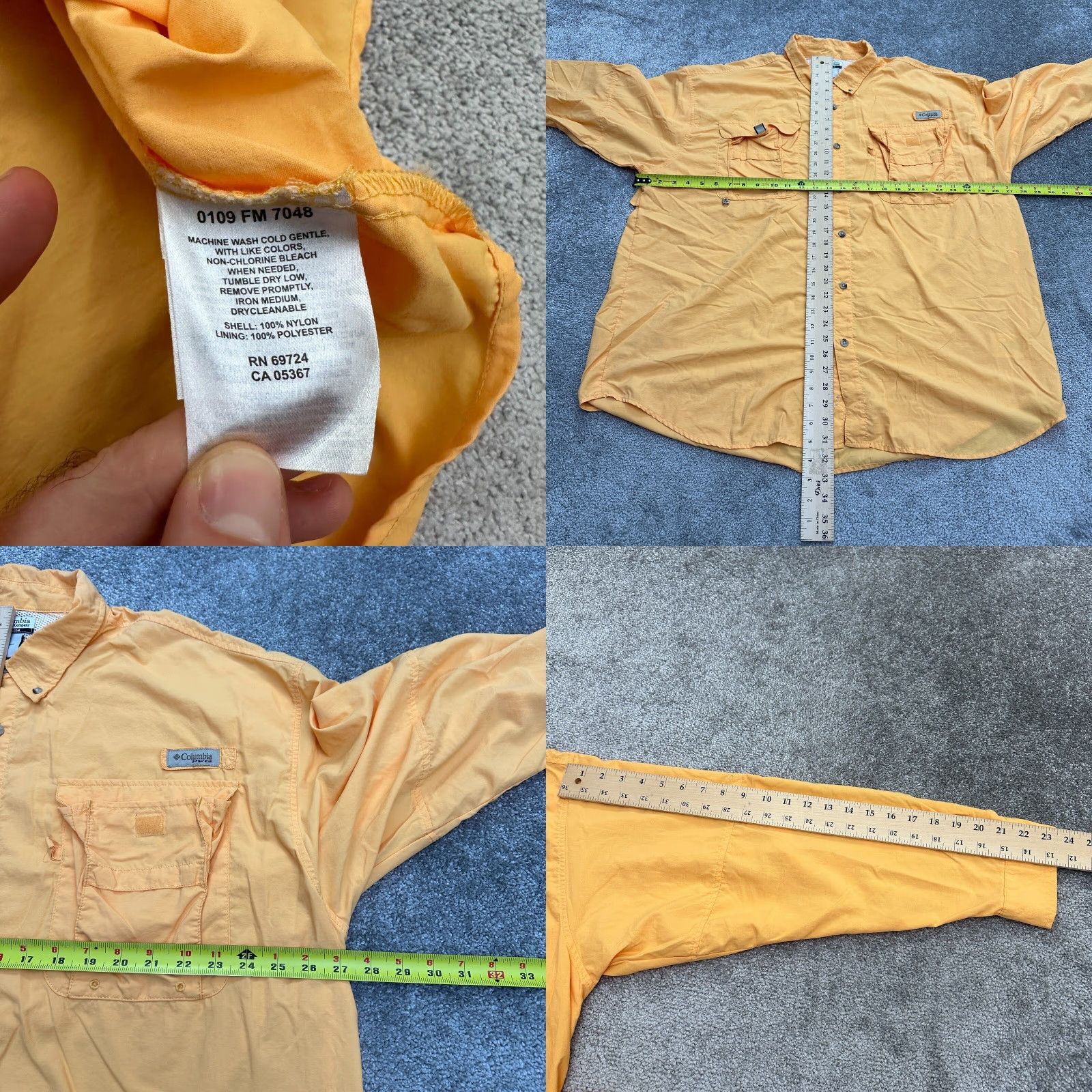 Vintage Columbia Bahama Shirt 2XL Orange Nylon PFG Omni-Shade Button-Up Long Sleeve Outdoor Mens Size US XXL / EU 58 / 5 - 8 Thumbnail