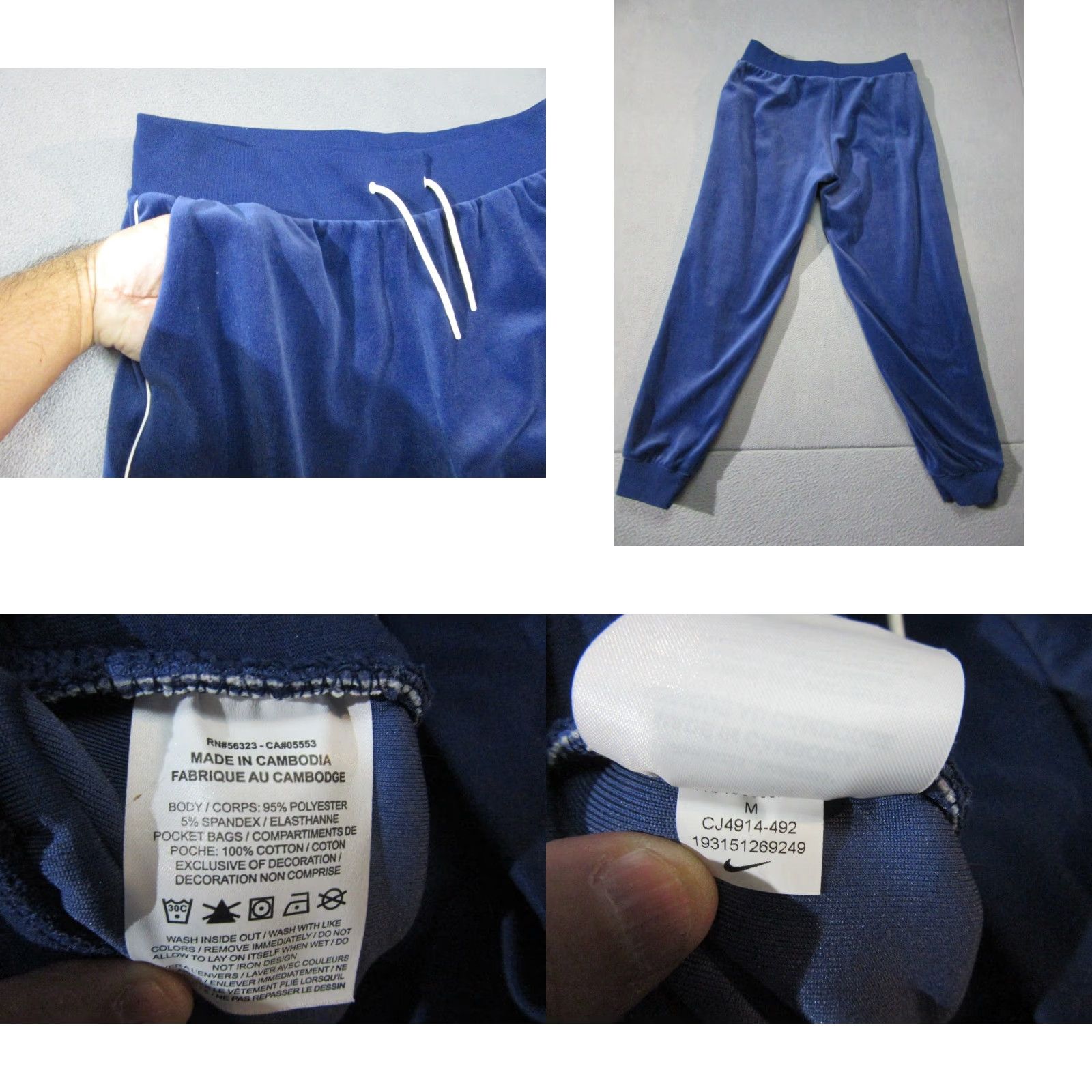 Nike VINTAGE Nike Joggers Womens Medium Blue Velour Stretch 90s Striped Pants Size 32" / US 10 / IT 46 - 8 Thumbnail