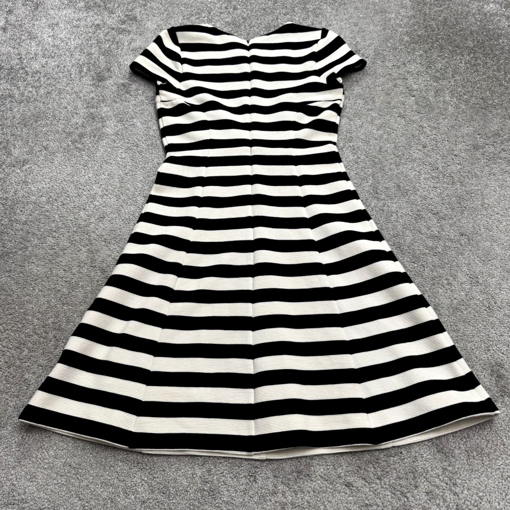 Boden Boden Striped A-Line Dress Womens 12 Multicolor Knit Midi Cap Sleeve Zipper Round Neck Short Sleeve Size XL / US 12-14 / IT 48-50 - 2 Thumbnail