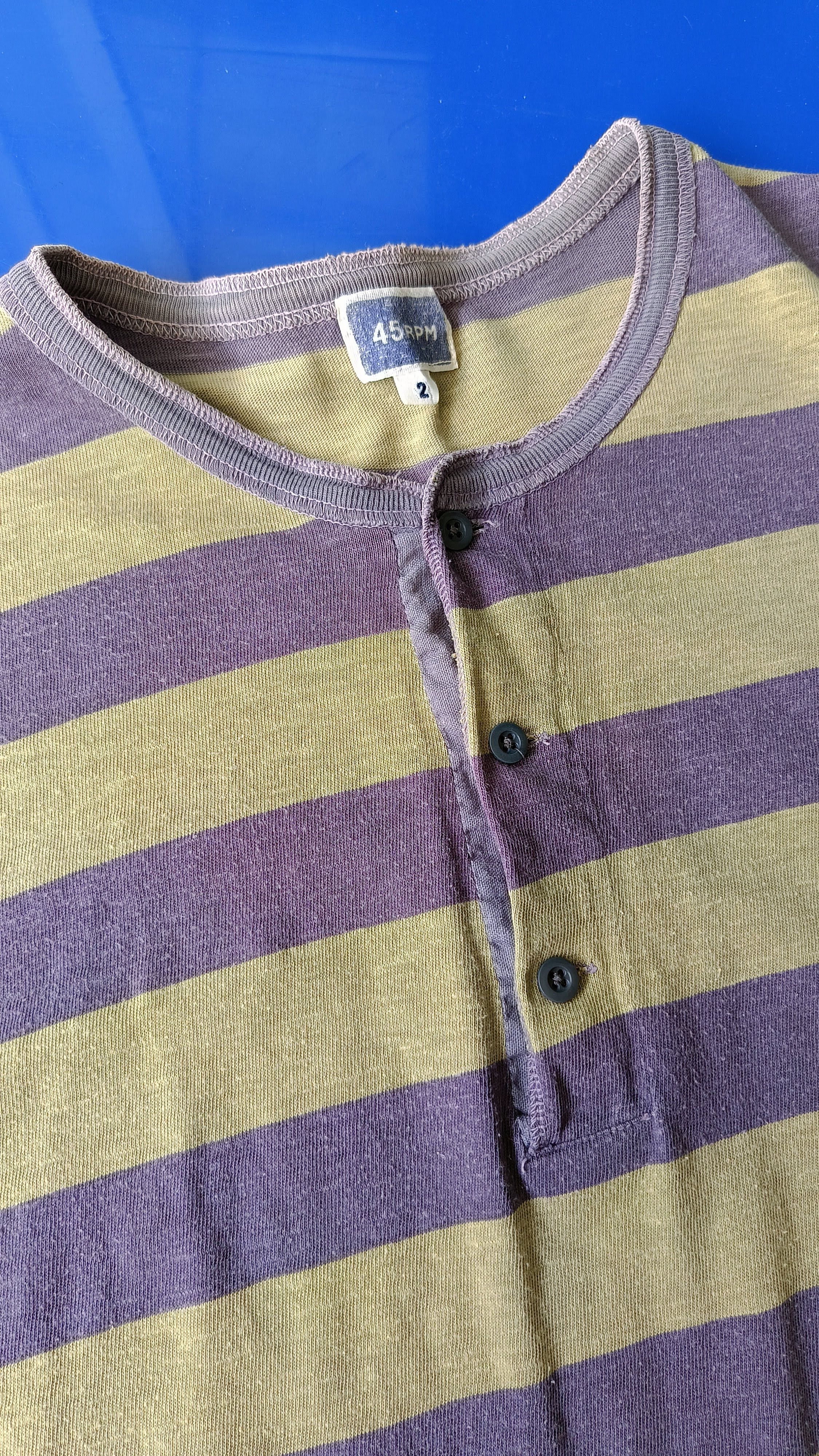 45rpm 45RPM studio by R 2 Japan 90s green purple Henley tshirt Size S / US 4 / IT 40 - 2 Thumbnail