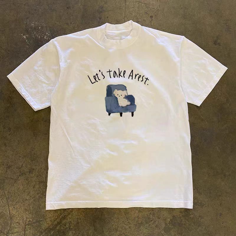 Vintage White Vintage Sofa with Puppy Pattern Tshirt Size US M / EU 48-50 / 2 - 1 Thumbnail