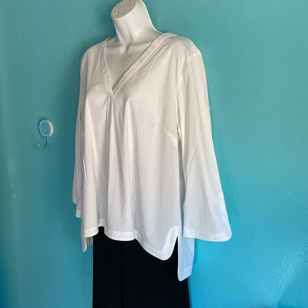 Eileen Fisher J. Jill XL Petite White Cotton Tunic Shirt XLP Size XL / US 12-14 / IT 48-50 - 1 Thumbnail