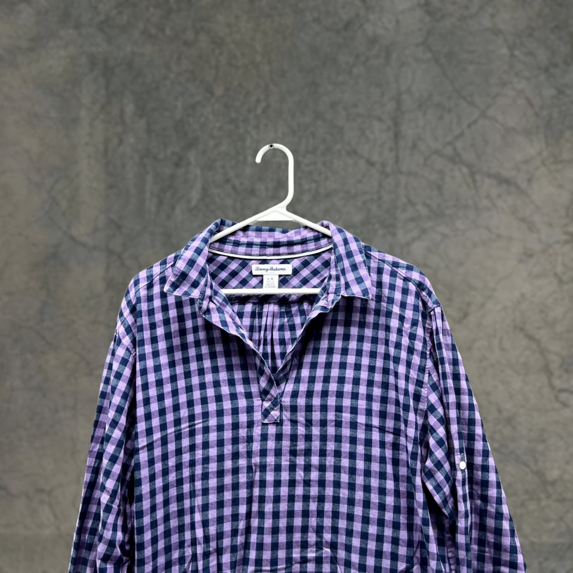 Tommy Bahama VINTAGE? No — Tommy Bahama Shirt Women Large Purple Casual Button Down Preppy Checkered Size L / US 10 / IT 46 - 1 Thumbnail