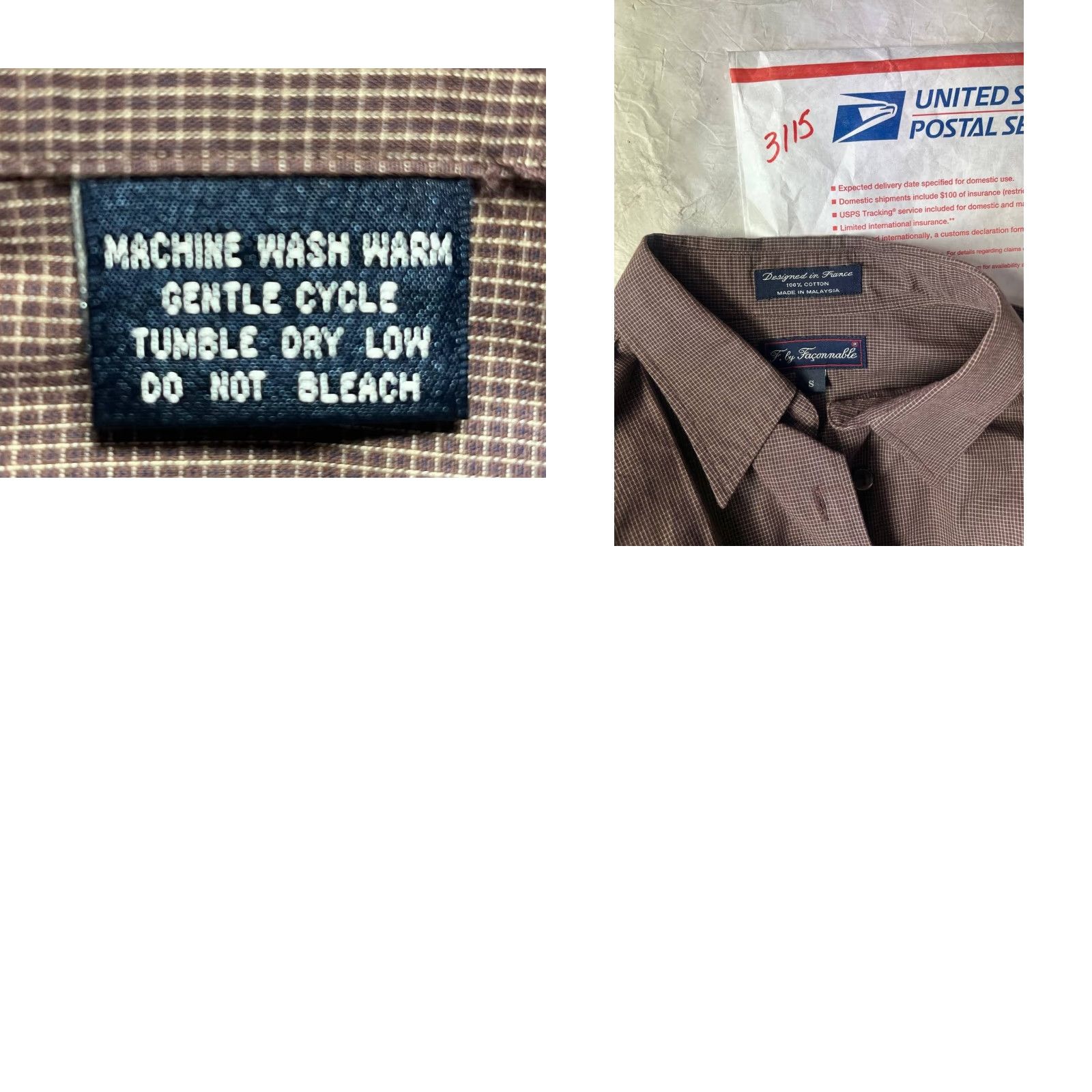 Faconnable Facconnable Mens Plaid Long Sleeve Button-Down Casual Shirt France Small Brown Cotton Button-Up N/A Size US S / EU 44-46 / 1 - 8 Thumbnail
