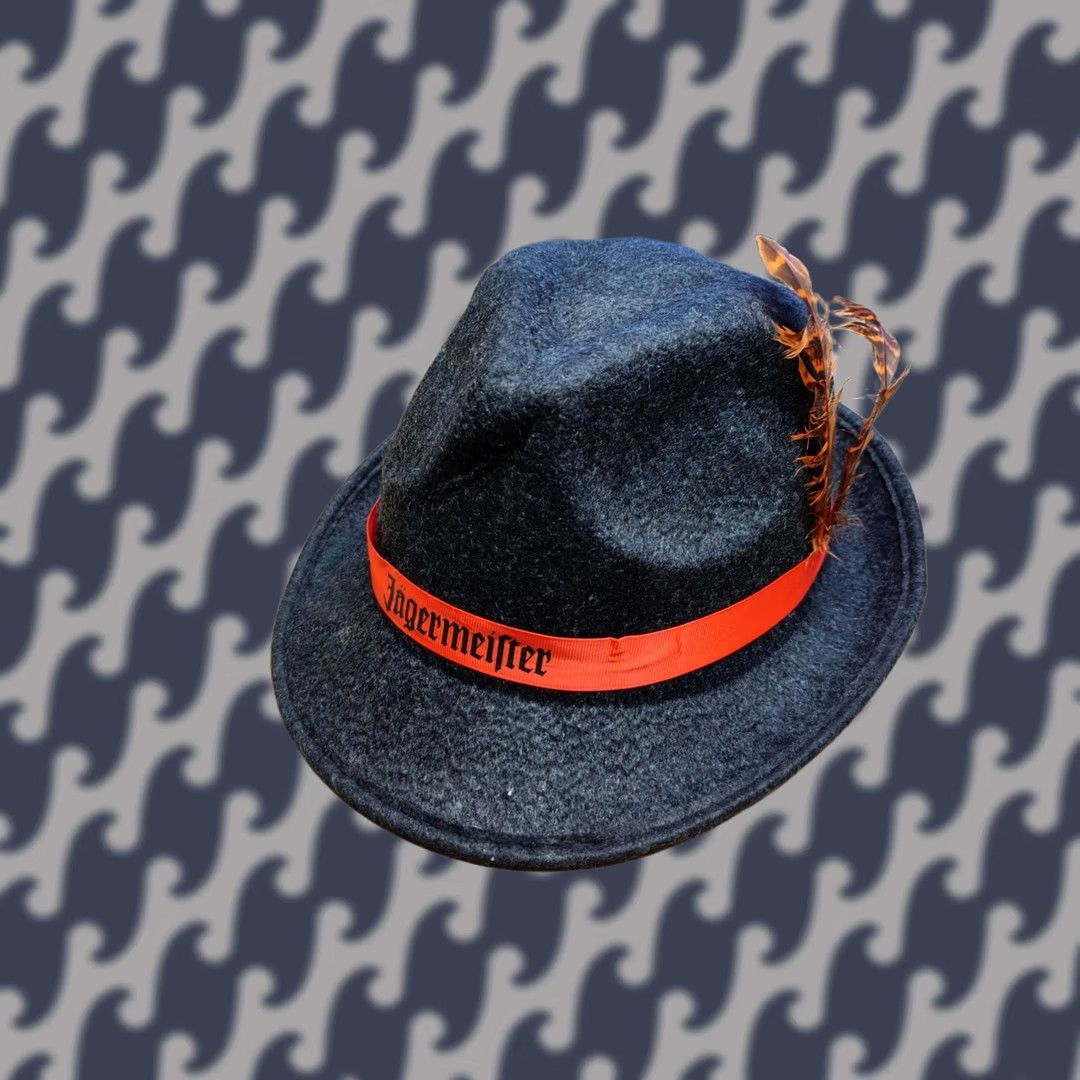 FELT Jagermeister Mens Trilby Fedora Size 58 Felt Gray Promotional Germany Casual Party/Cocktail Hat Mens Size ONE SIZE - 1 Thumbnail