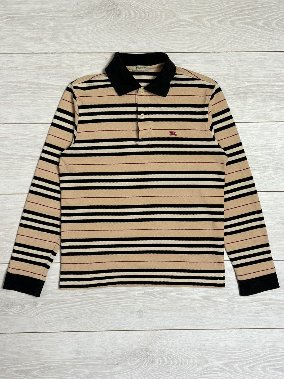 Burberry VINTAGE Burberry London Archival Striped LS Polo Red Knight Size US S / EU 44-46 / 1 - 1 Thumbnail