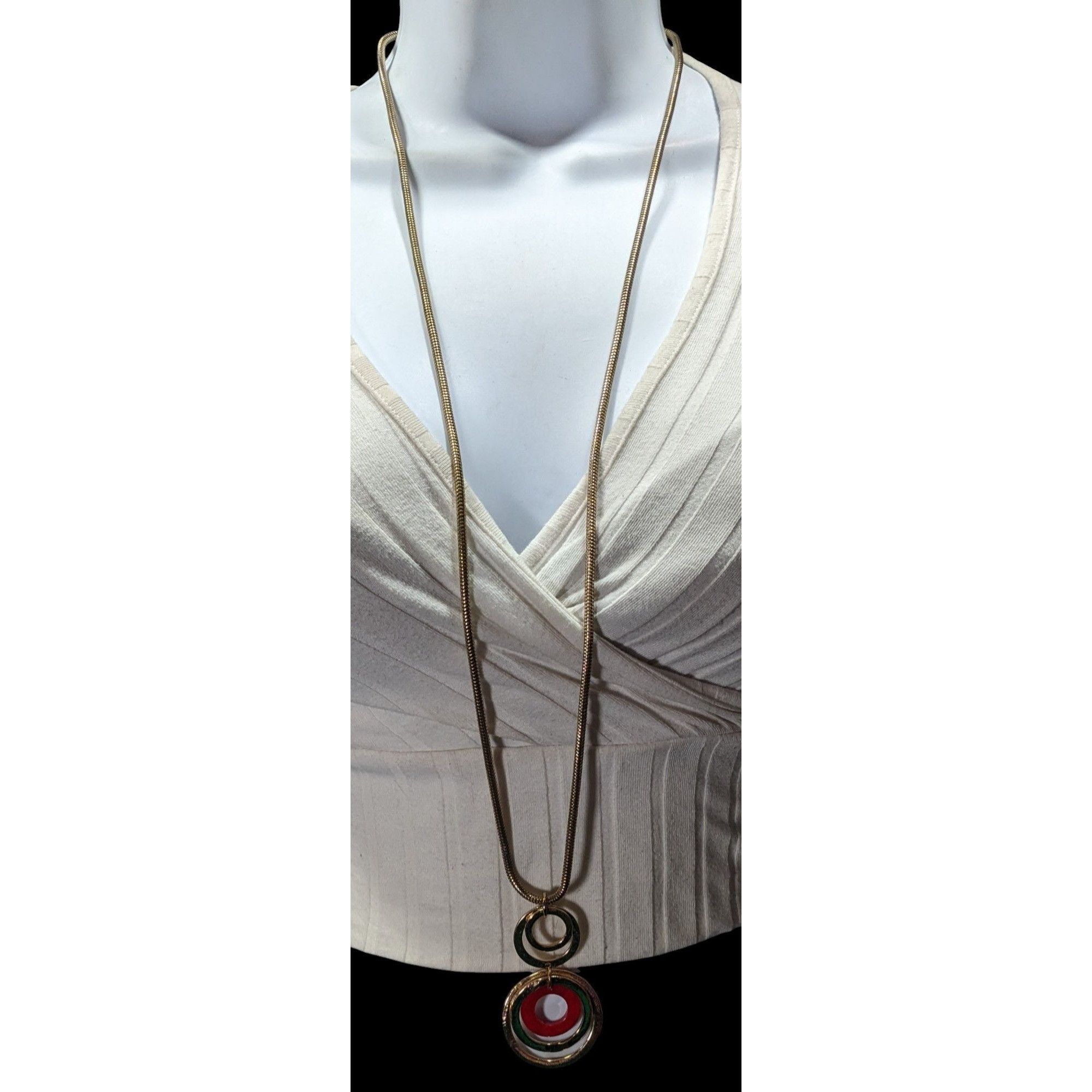 Other Charming Charlie Retro Geometric Red And Gold Tone Pendant N Size ONE SIZE - 6 Thumbnail