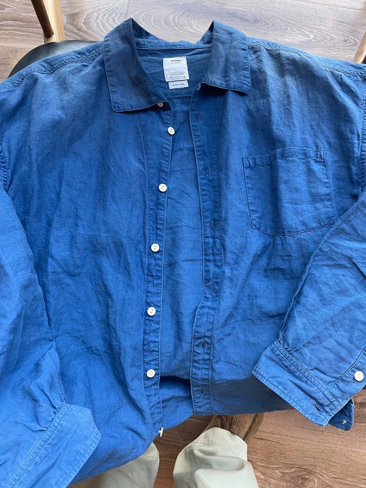 Visvim VISVIM 23SS PALMER SHIRT LONG SLEEVE DAMAGED INDIGO SHIRT Size US L / EU 52-54 / 3 - 1 Thumbnail