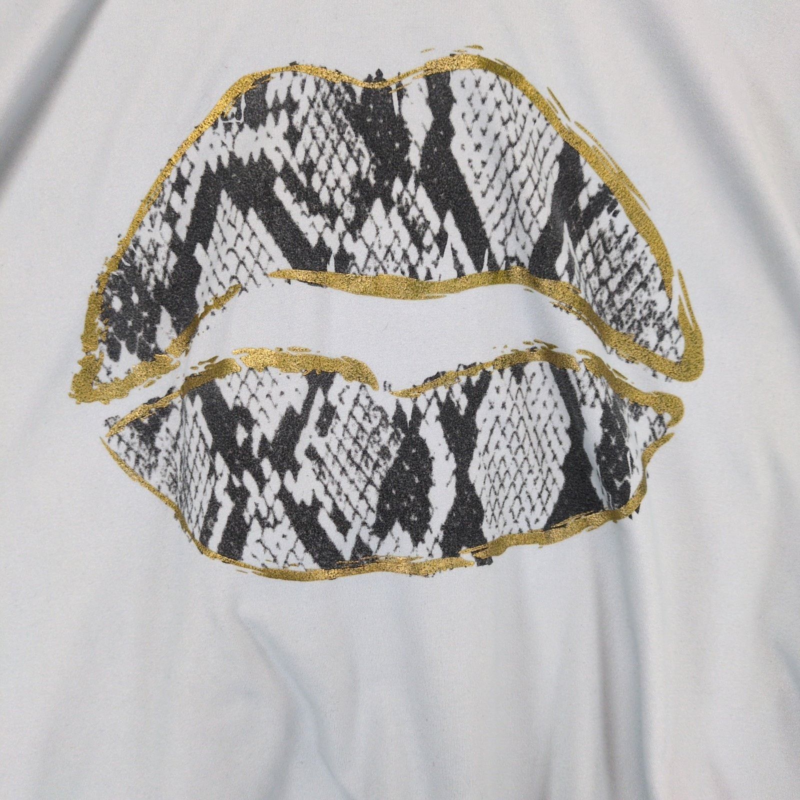 Other UK2LA Women's L Snakeskin Gold Lips Gray Cropped Hoodie Top Size L / US 10 / IT 46 - 3 Thumbnail