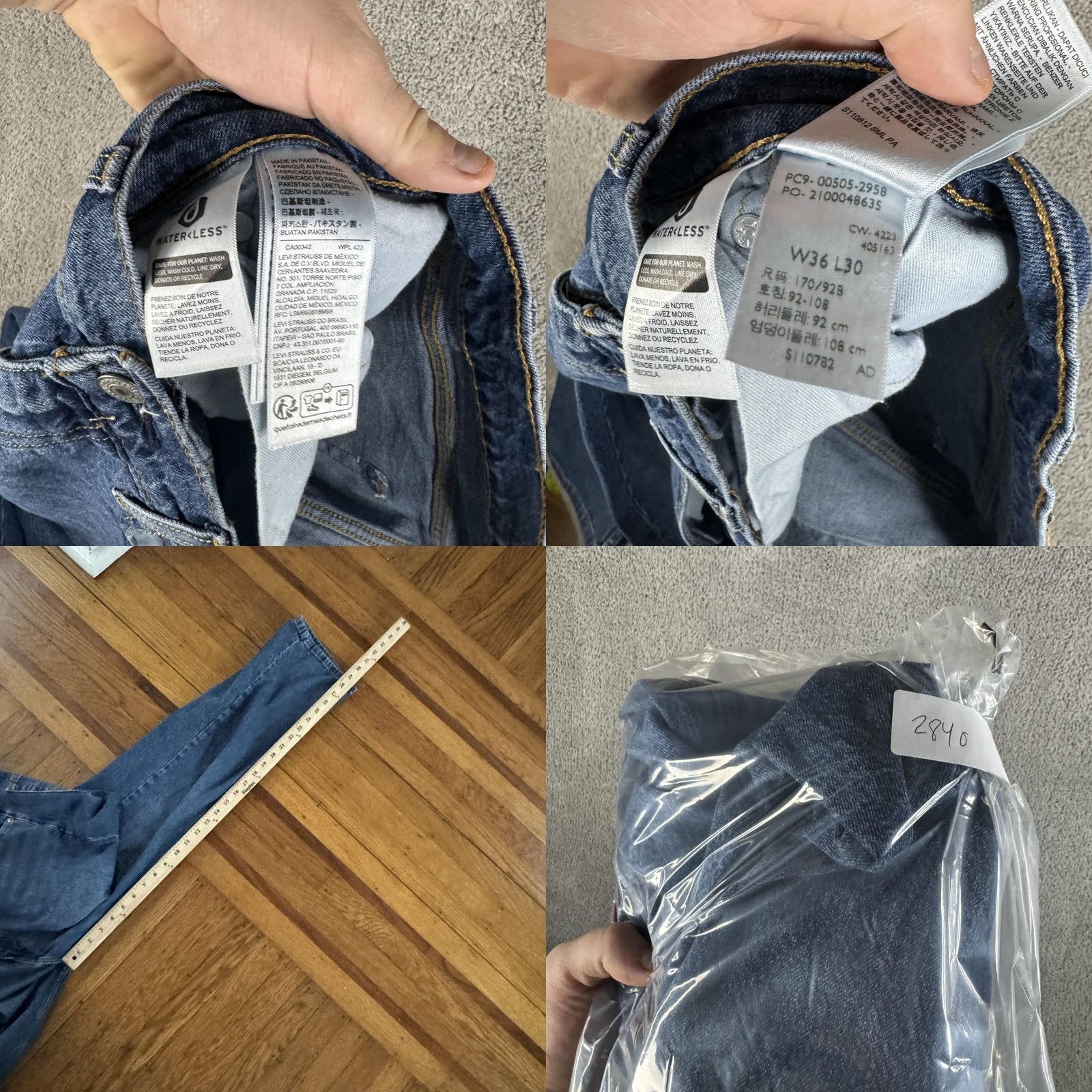 Levi's Levi's 505 Jeans Mens 36x30 Blue Denim Straight Regular Fit WaterLess Size US 36 / EU 52 - 9 Thumbnail